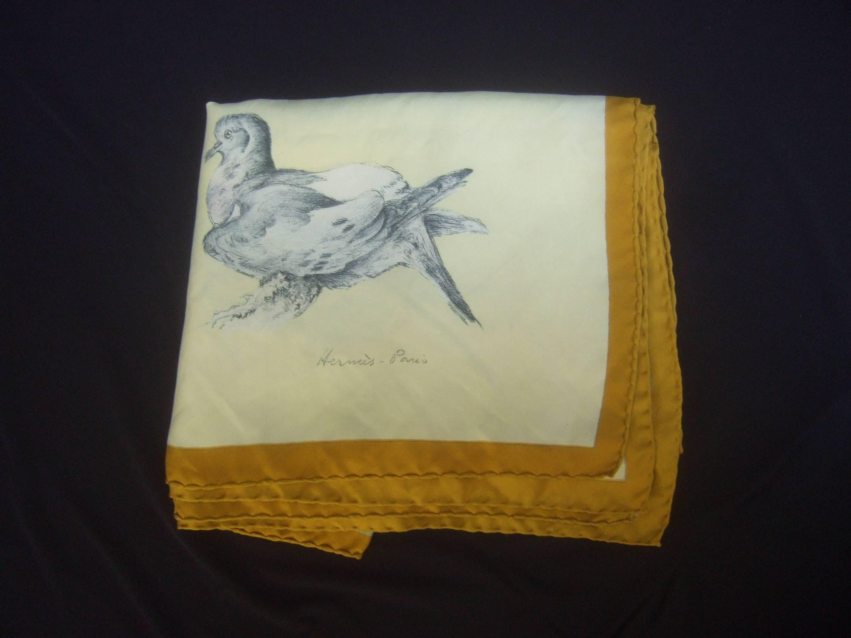 Hermes Paris Silk Bird Theme Scarf circa 1970s  5