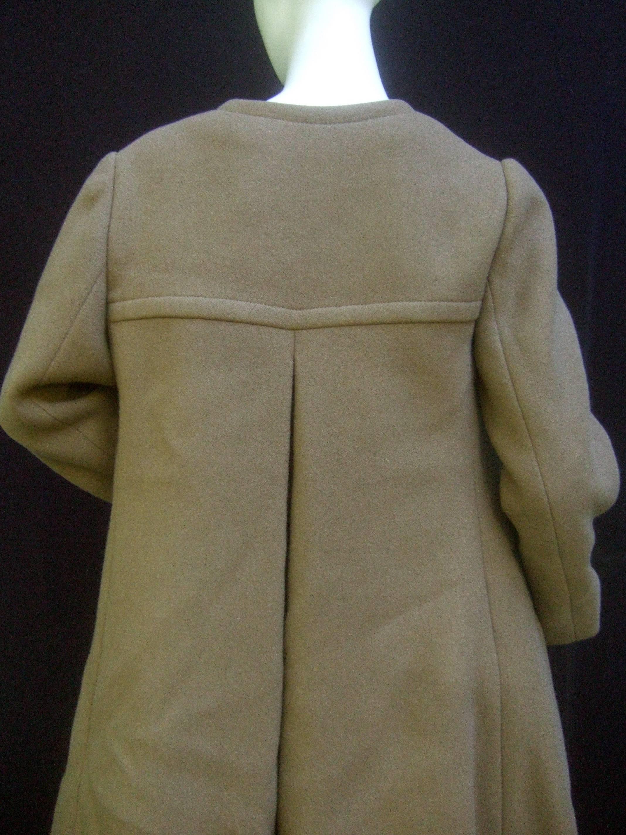 Galanos Mocha Brown Wool Winter Coat c 1970 For Sale 2
