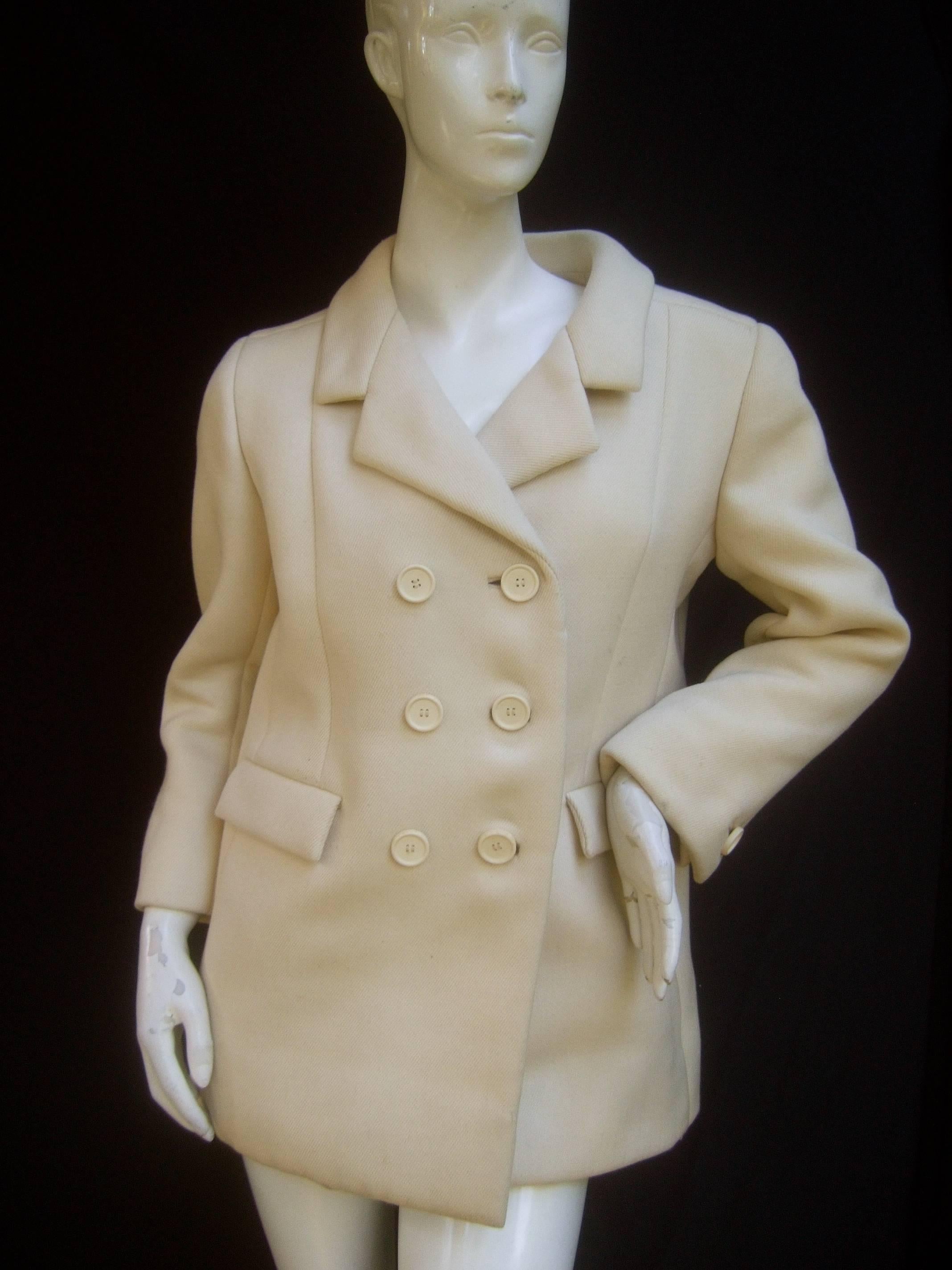 Beige Norman Norell Couture Cream Wool Jacket circa 1970