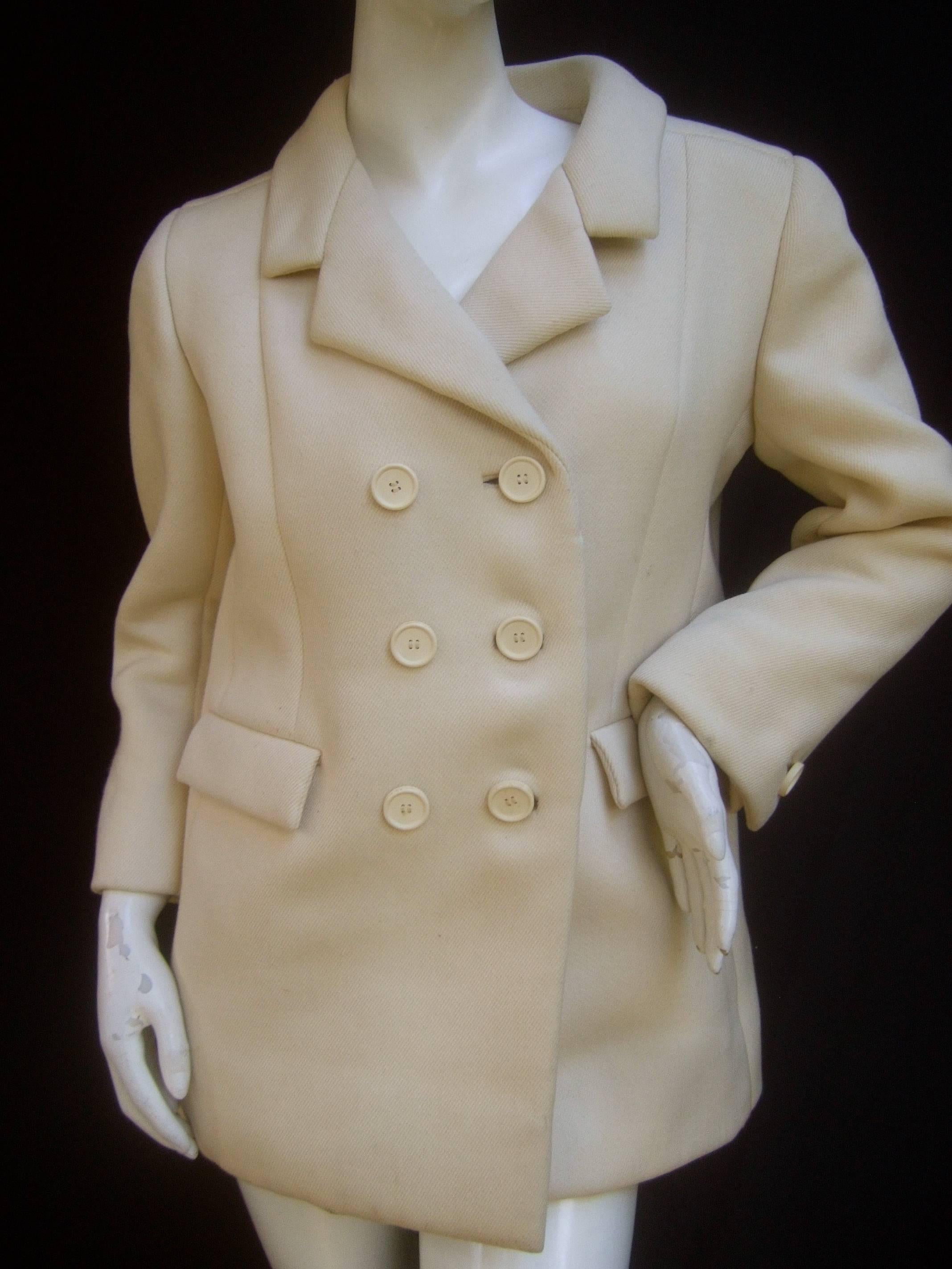 Norman Norell Couture Cream Wool Jacket circa 1970 1