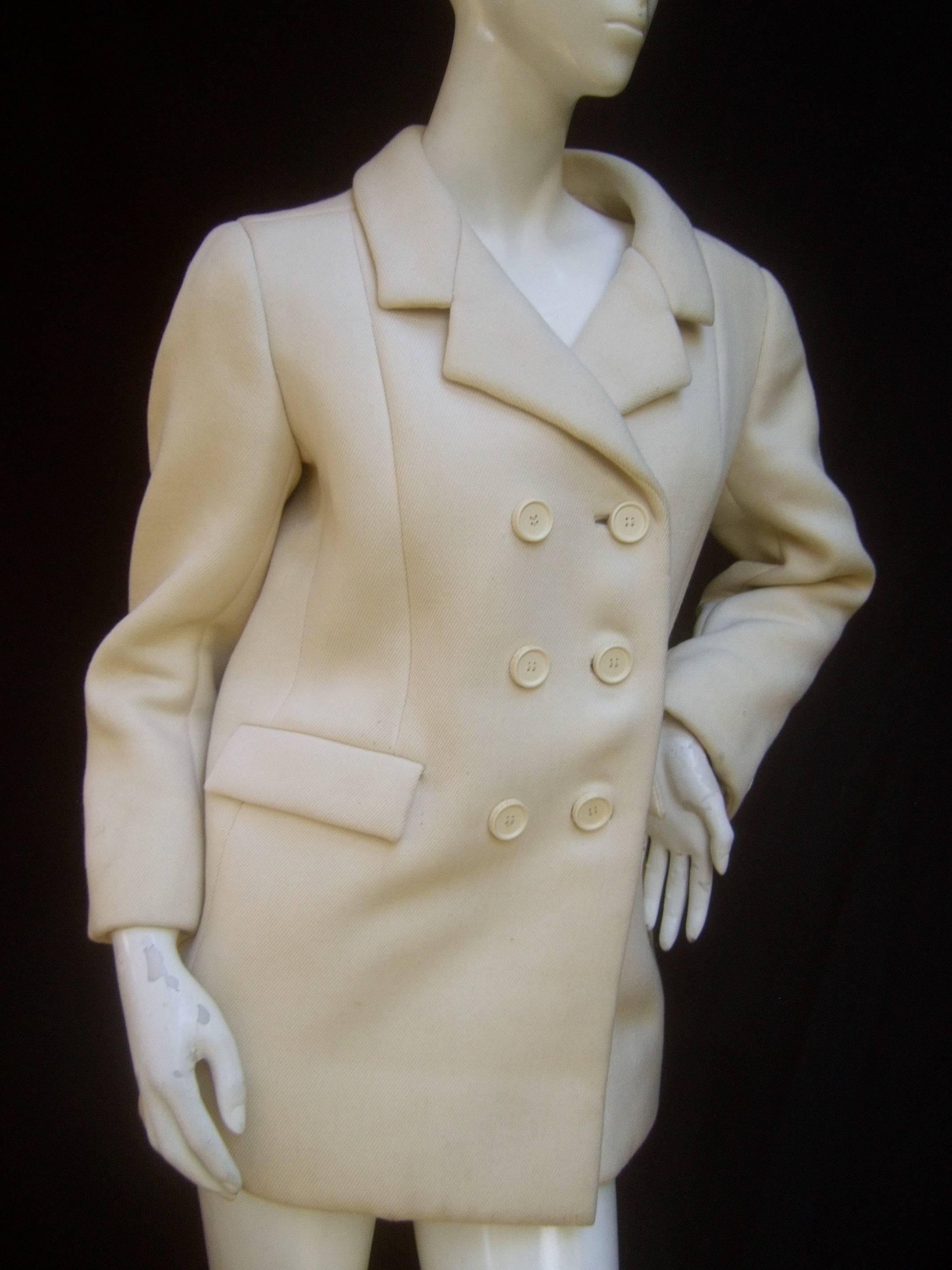 Norman Norell Couture Cream Wool Jacket circa 1970 2