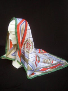 Hermes Paris Silk Hand Rolled Latitude and Longitude Scarf c 1990