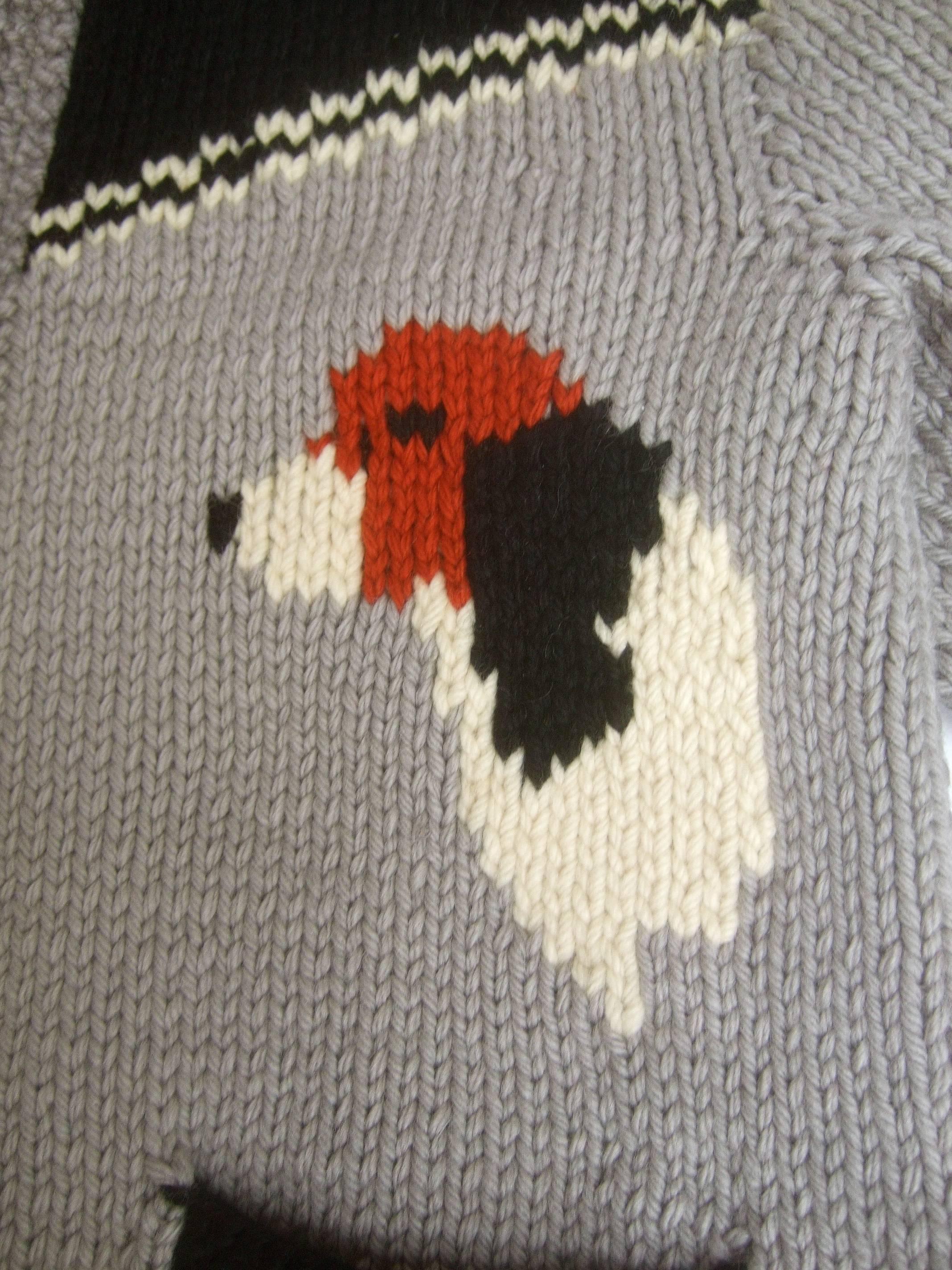 1940s Mens Dog Theme Wool knit Zippered  Sweater  2