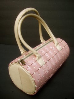 Chanel Rare Mauve Pink Lucite Tile Leather Cylinder Handbag