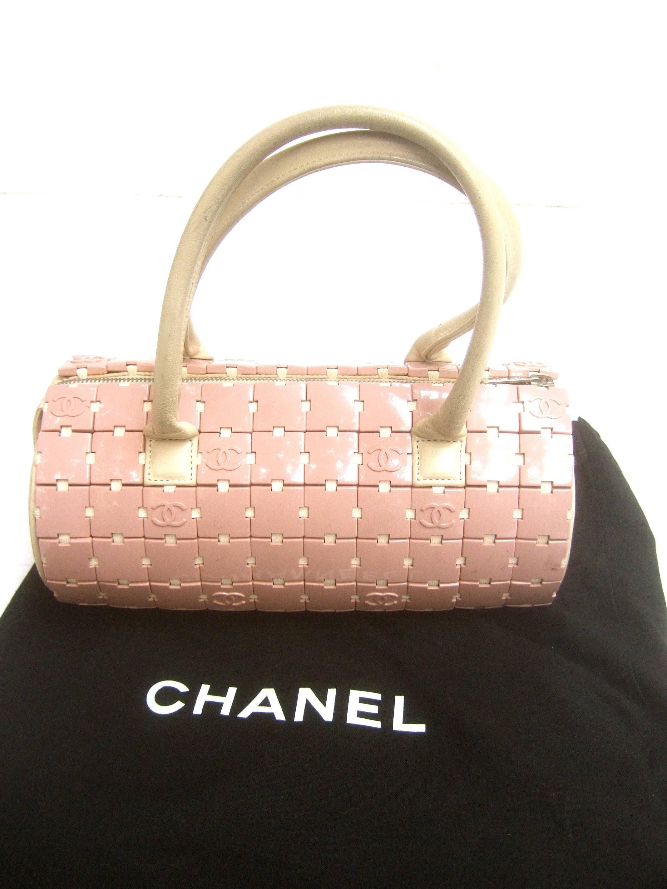 Women's Chanel Rare Mauve Pink Lucite Tile Leather Cylinder Handbag  