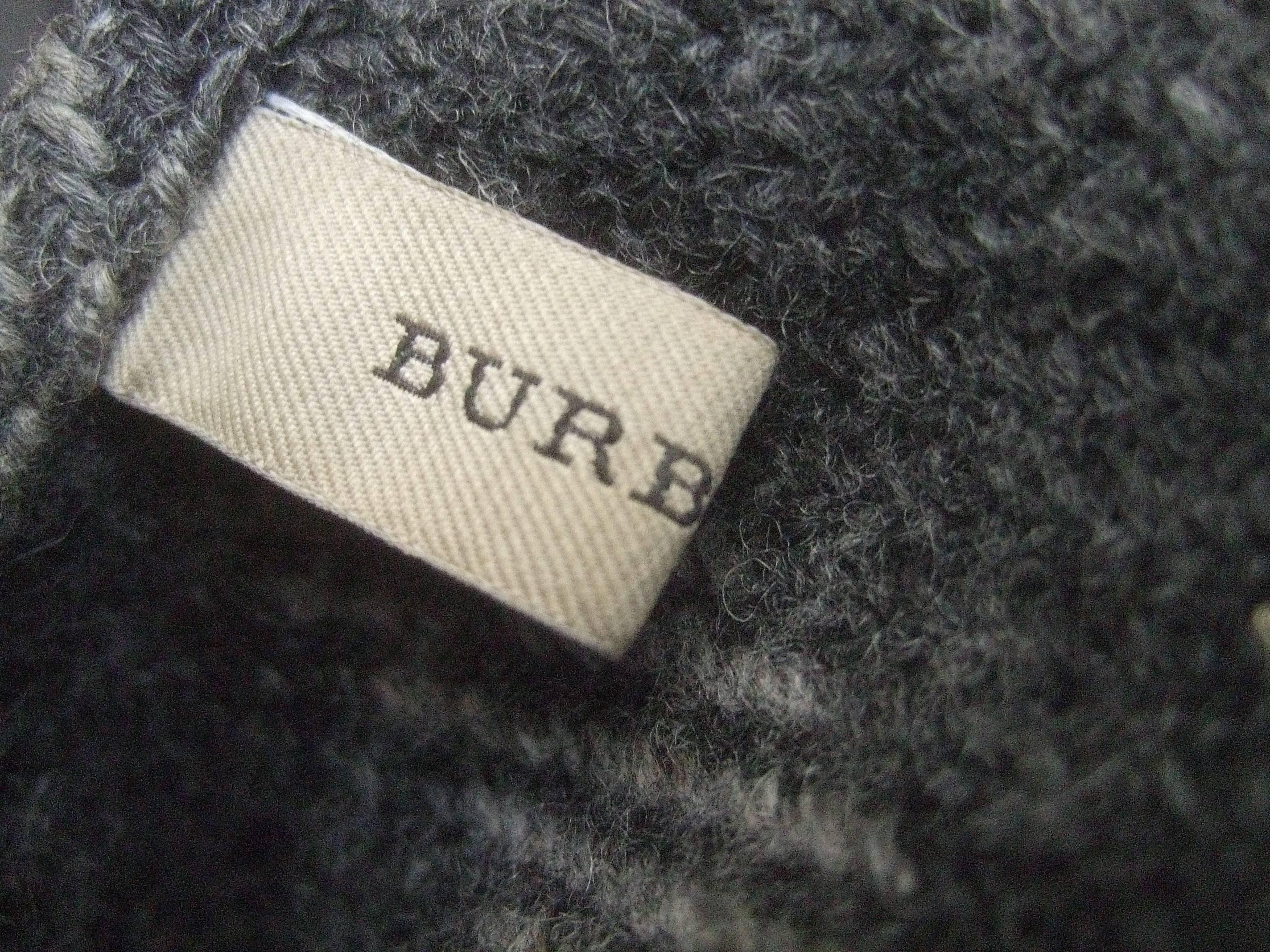 Burberry Stylish Gray Plaid Wool Shawl Wrap  2
