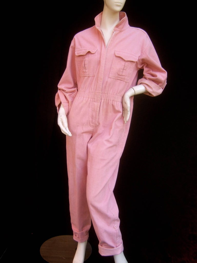 Diane von Furstenberg Vintage Pink Corduroy Jumpsuit c 1980s at 1stDibs