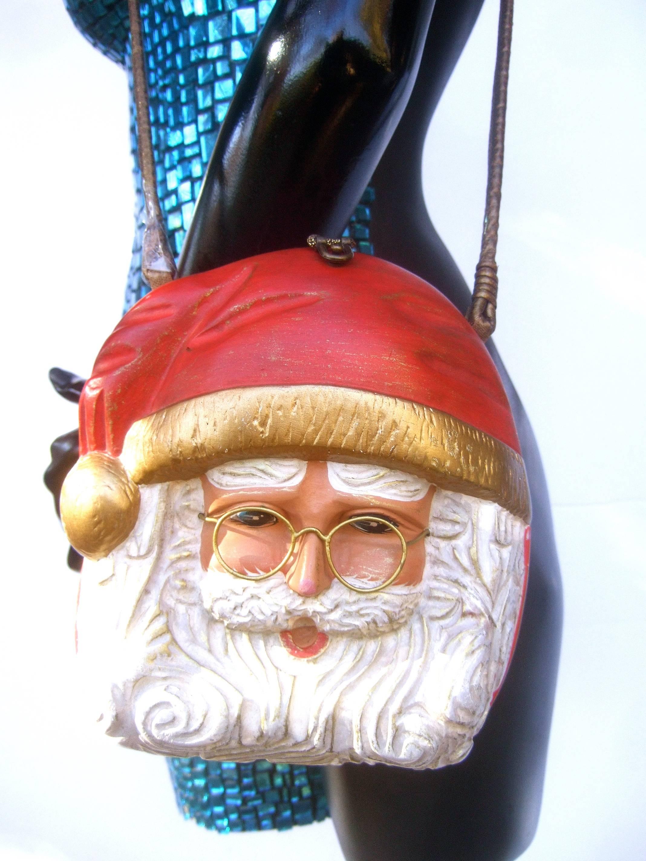 Gray Timmy Woods Beverly Hills Whimsical Artisan Santa Claus Handbag 