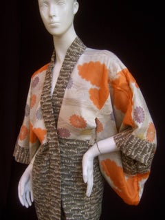 Japanese Vintage Silk Haori Reversible Kimono Jacket c 1970s