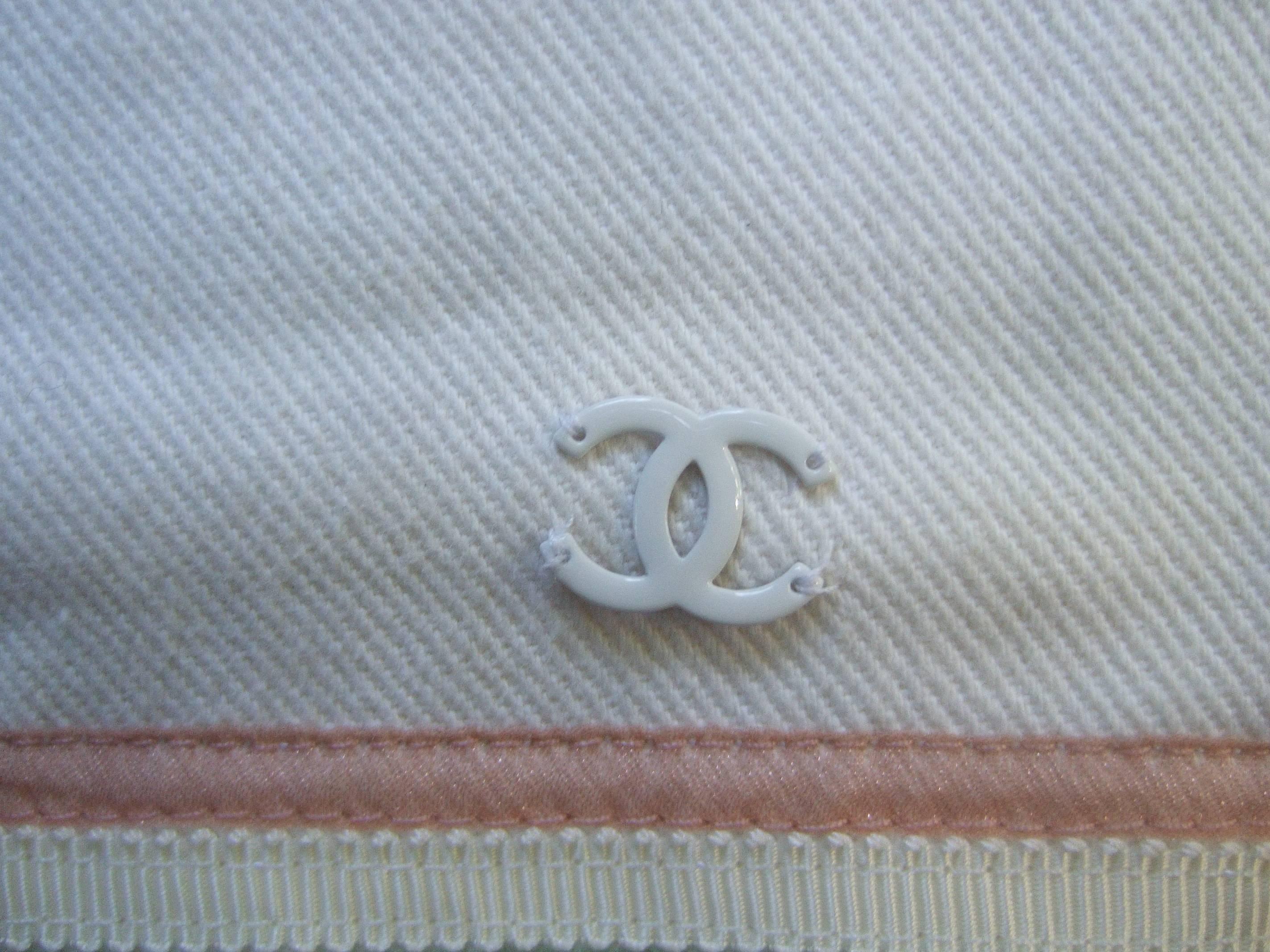 Chanel Crisp White Cotton Ribbon Trim Jacket Size 40 2