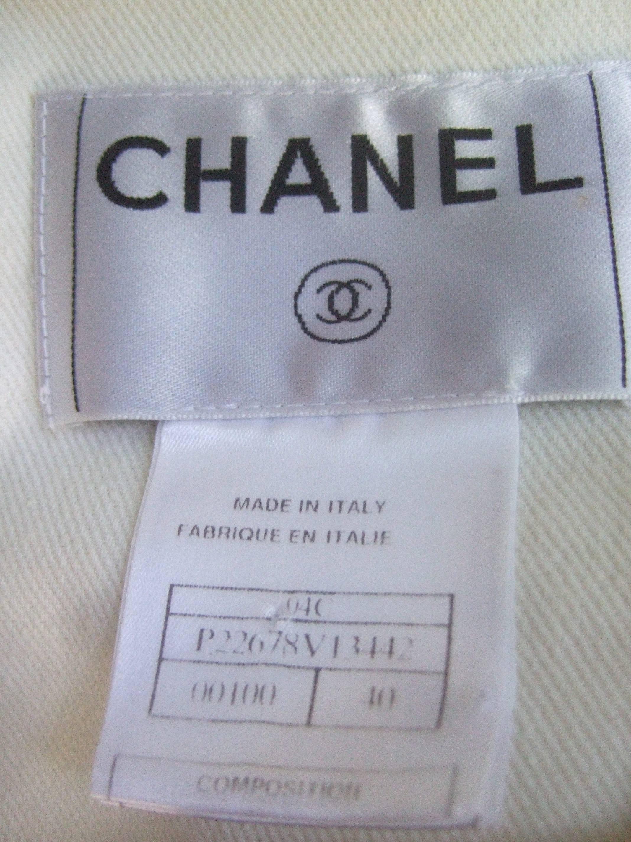 Chanel Crisp White Cotton Ribbon Trim Jacket Size 40 3