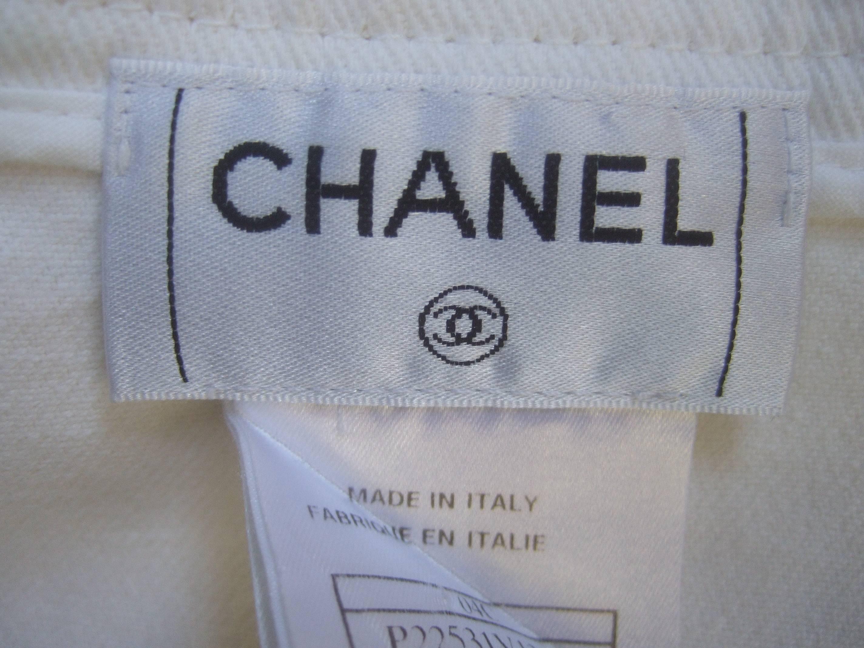 Chanel Italian Crisp White Cotton Skirt Size 42  2