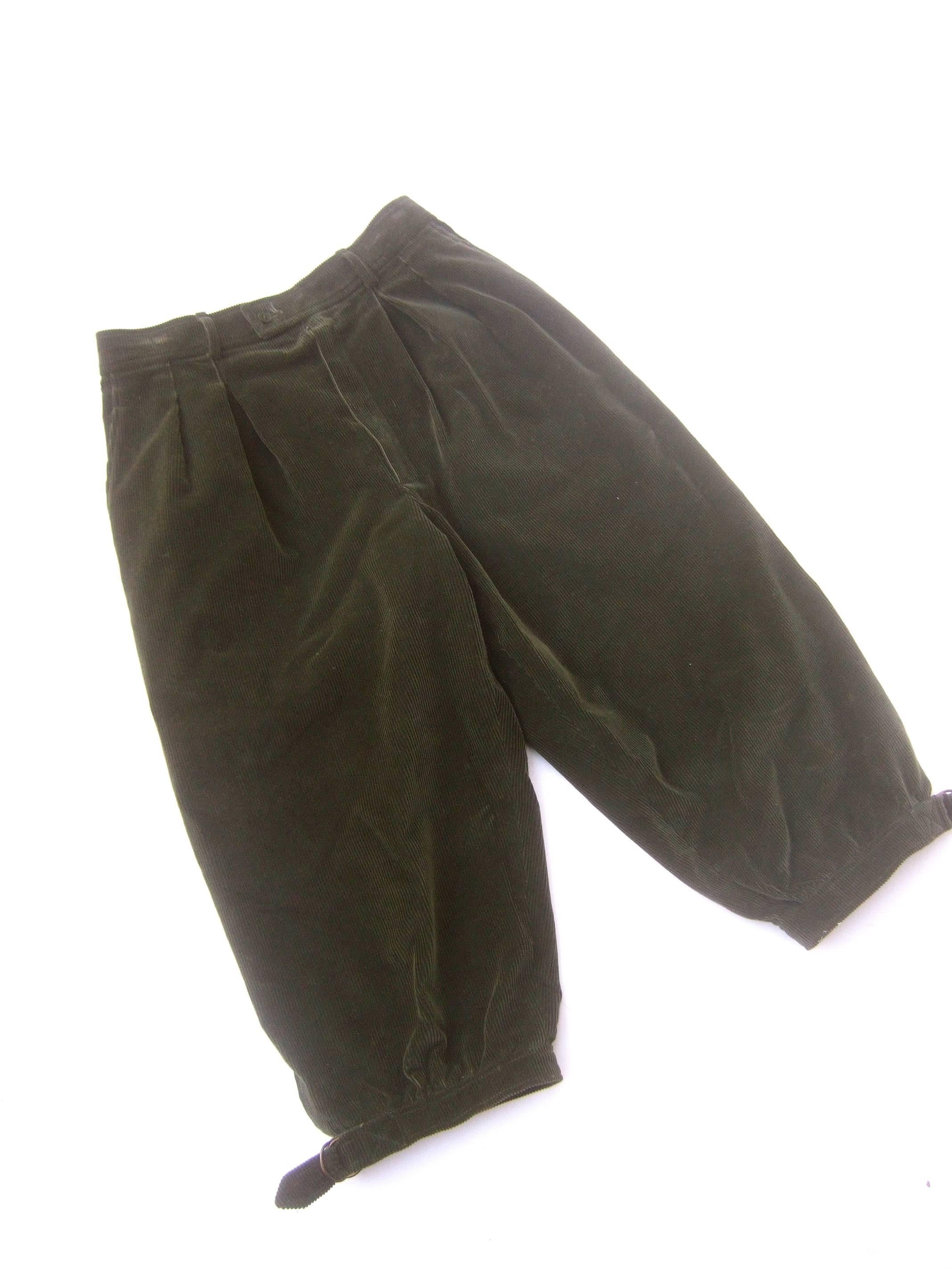 Saint Laurent Rive Gauche Moss Green Corduroy Knicker Slacks c 1970s 1