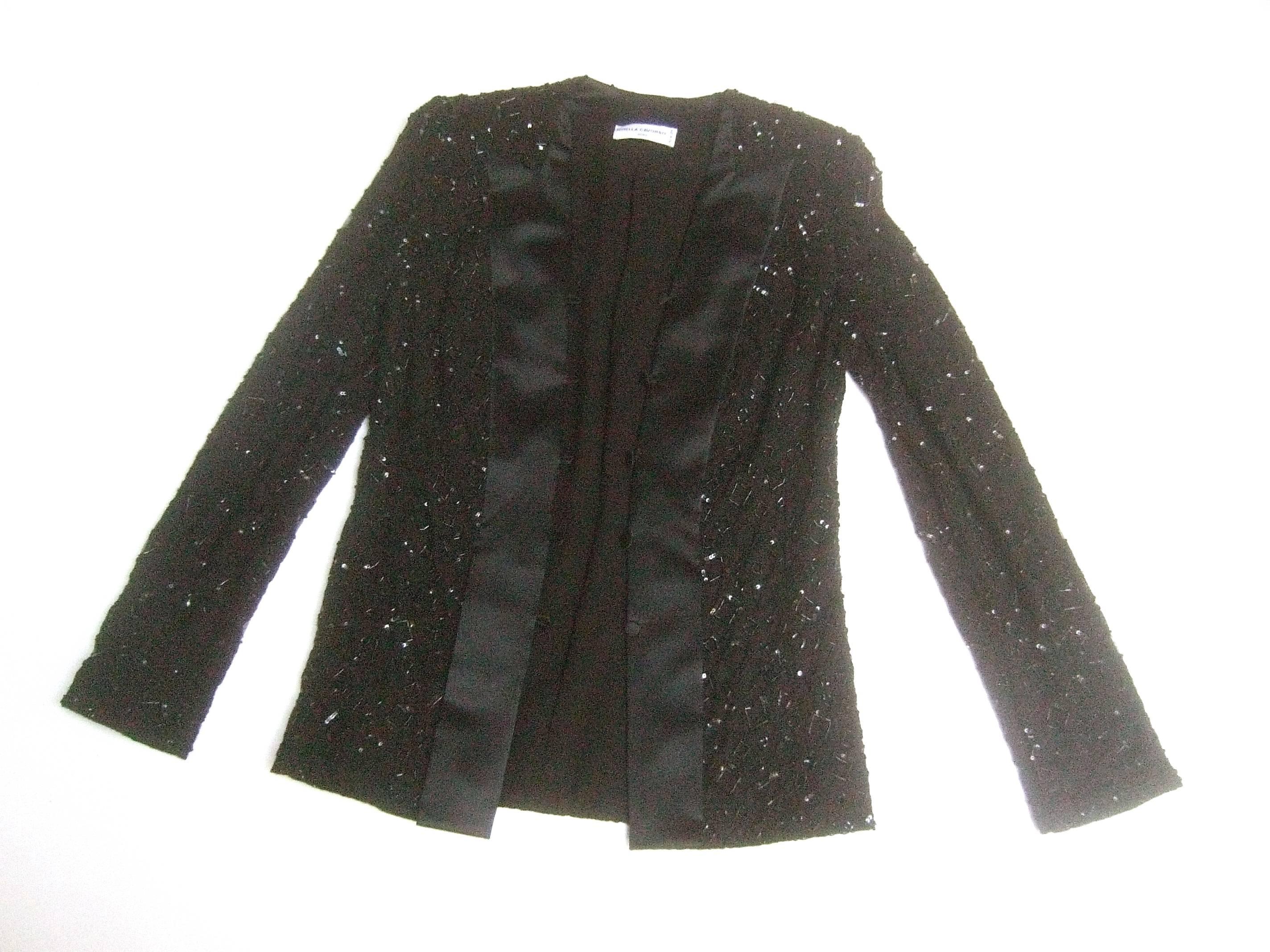 Women's Mirella Cavorso Italian Black Silk Beaded Tuxedo Style Evening Jacket  For Sale