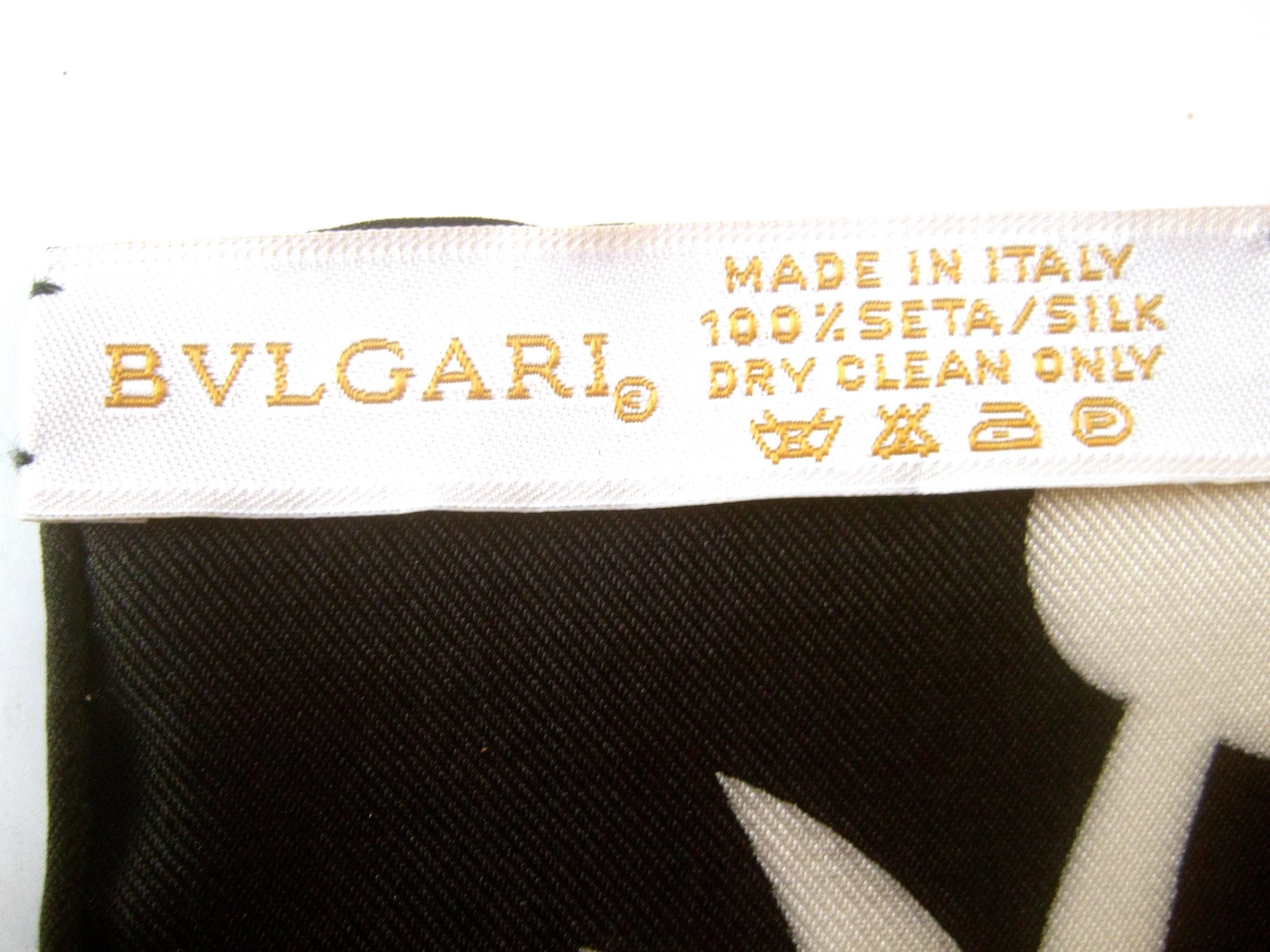 Bvlgari Luxurious Italian Silk Hand Scarf in Bvlgari Box  For Sale 1