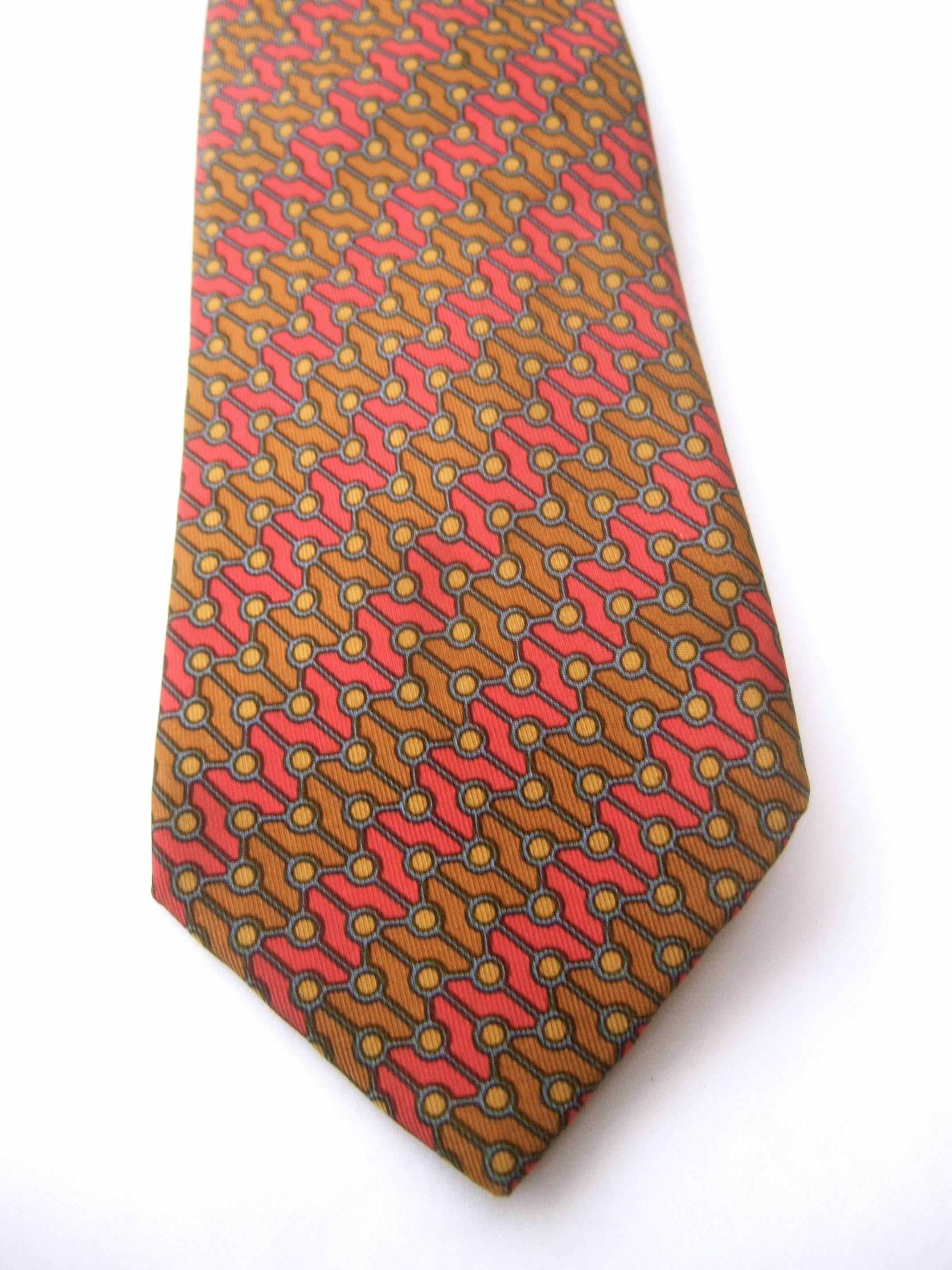 Pink Hermes Paris Vintage Striped Men's Silk Necktie  