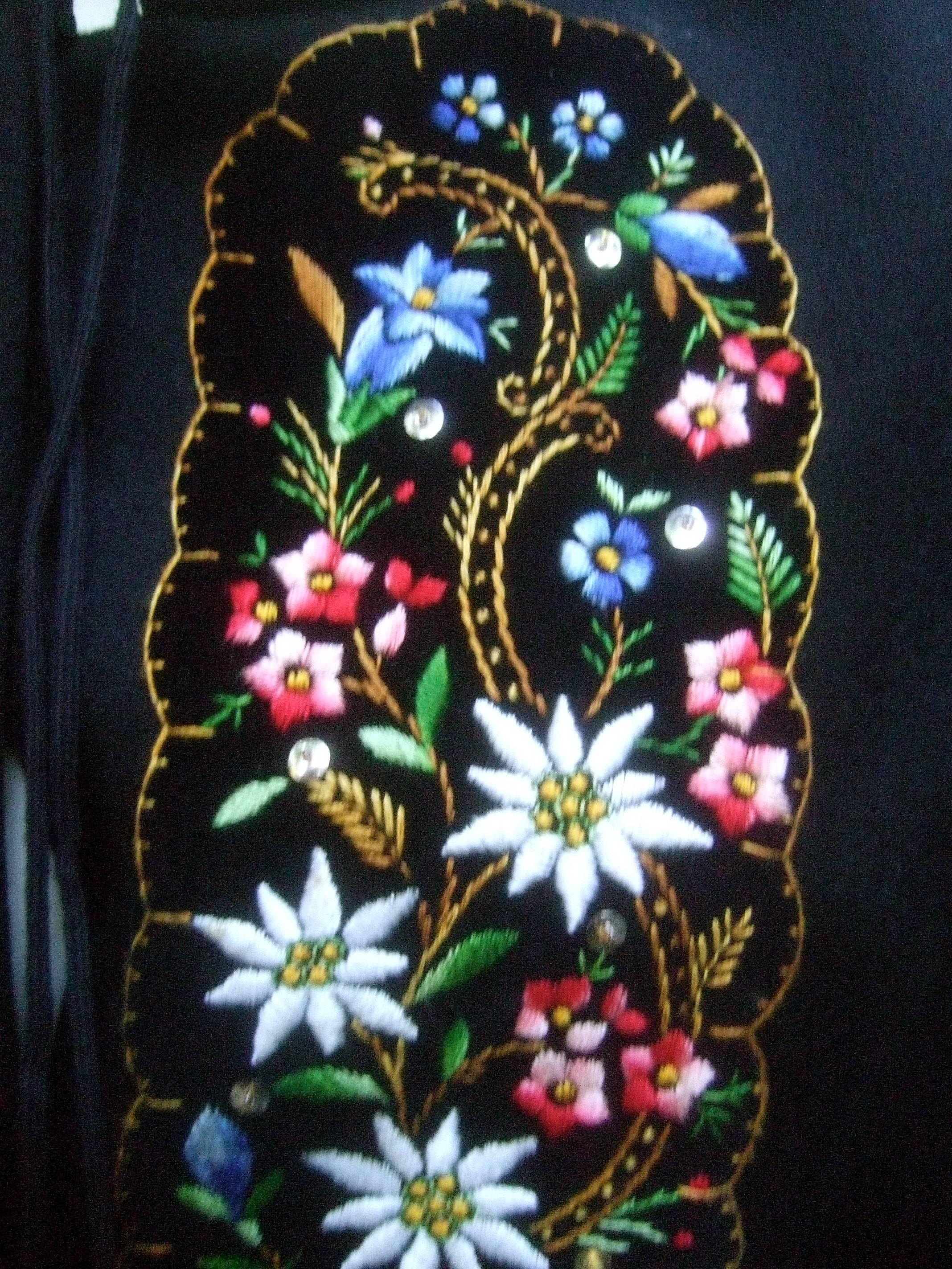 Saks Fifth Avenue Embroidered Black Wool Tunic from Switzerland c 1970s  1