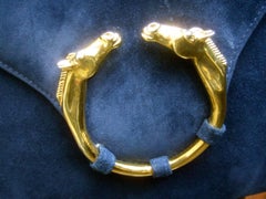 Gucci Rare Midnight Blue Equine Emblem Shoulder Bag c1970s