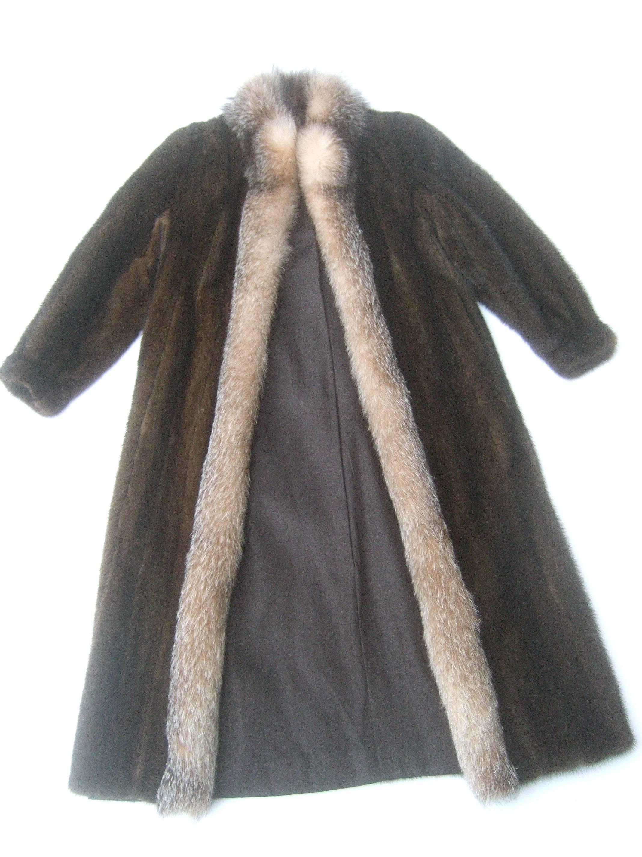 Luxurious Mahogany Mink Fox Trim Coat for Neiman Marcus c 1980s 4