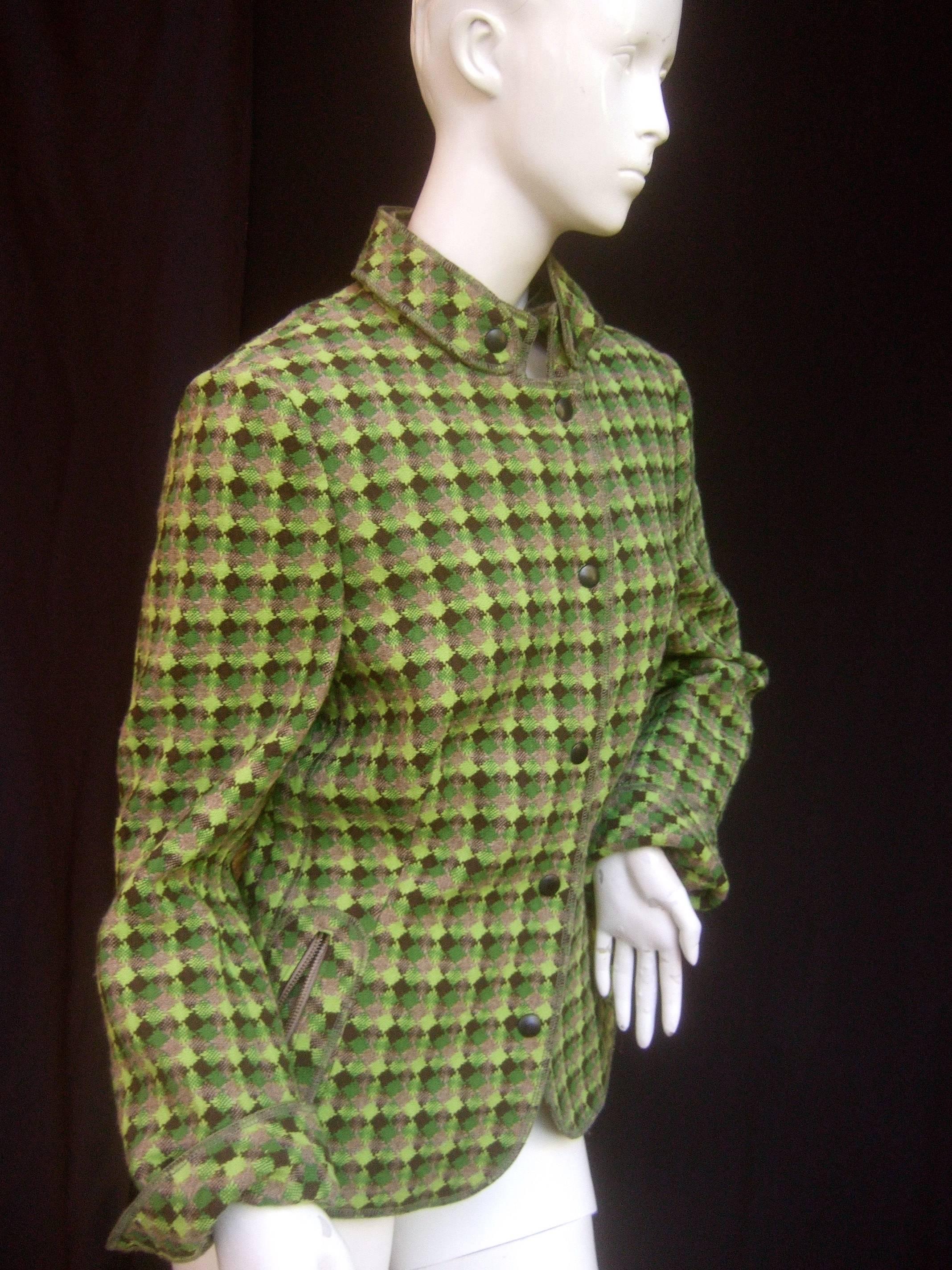 Women's Akris Punto Green Plaid Wool Jacket 