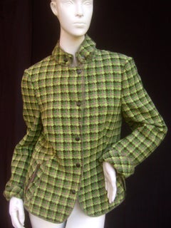 Akris Punto Green Plaid Wool Jacket