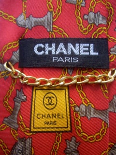 Chanel Men's Italian Silk Chess Theme Necktie c 1990