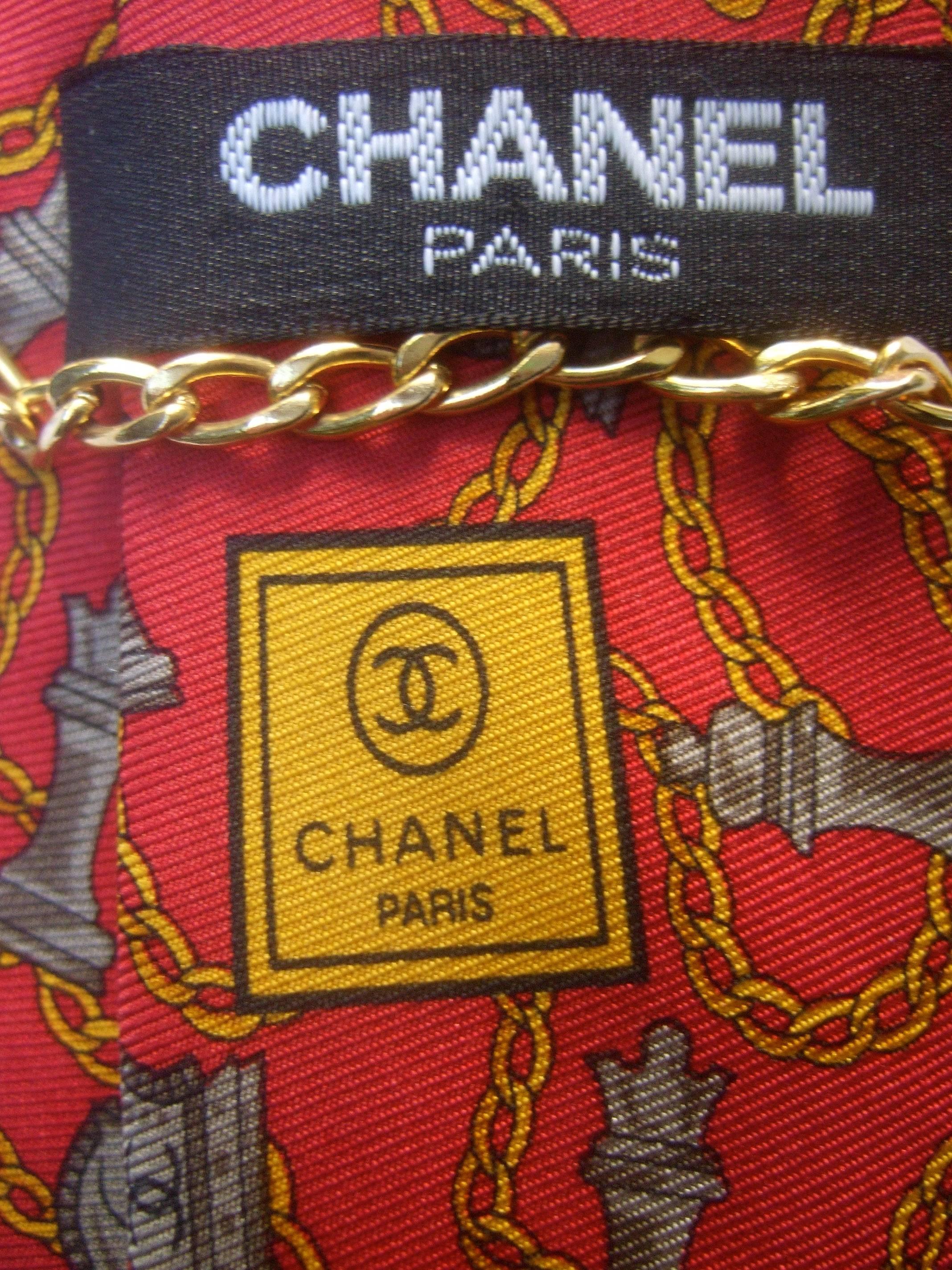 Chanel Men's Italian Silk Chess Theme Necktie c 1990   1