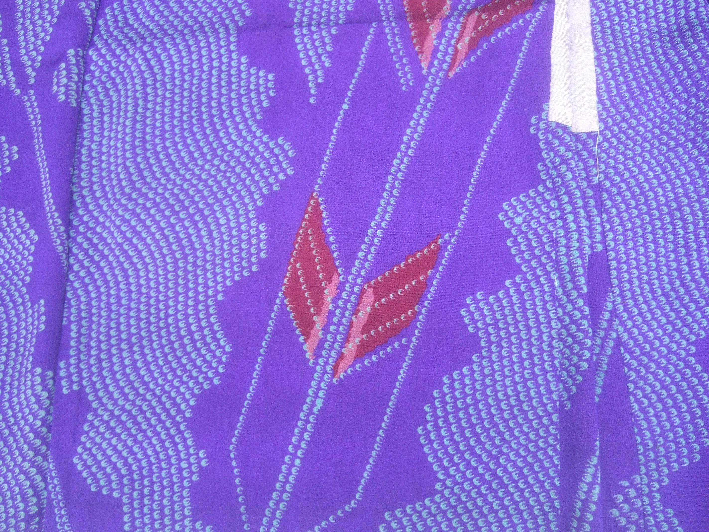 Purple Japanese Exotic Silk Print Kimono Jacket, circa 1970