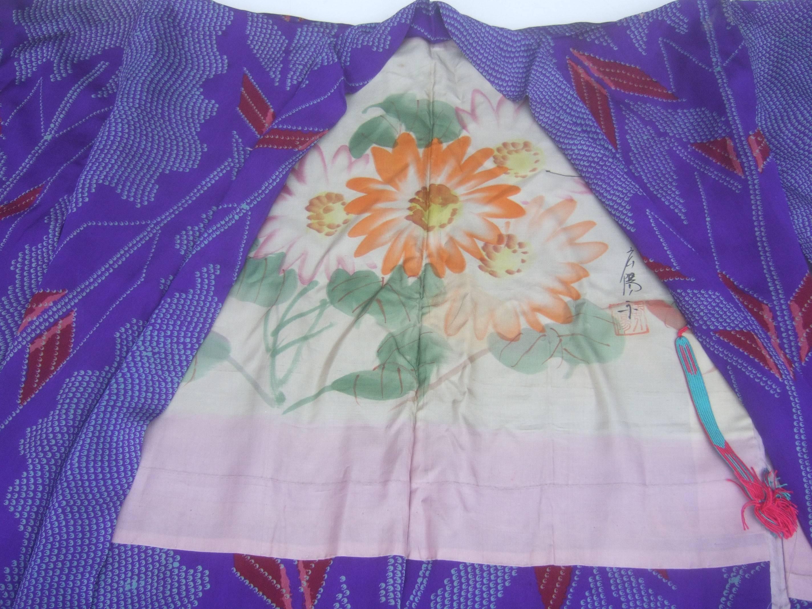 Japanese Exotic Silk Print Kimono Jacket, circa 1970 4