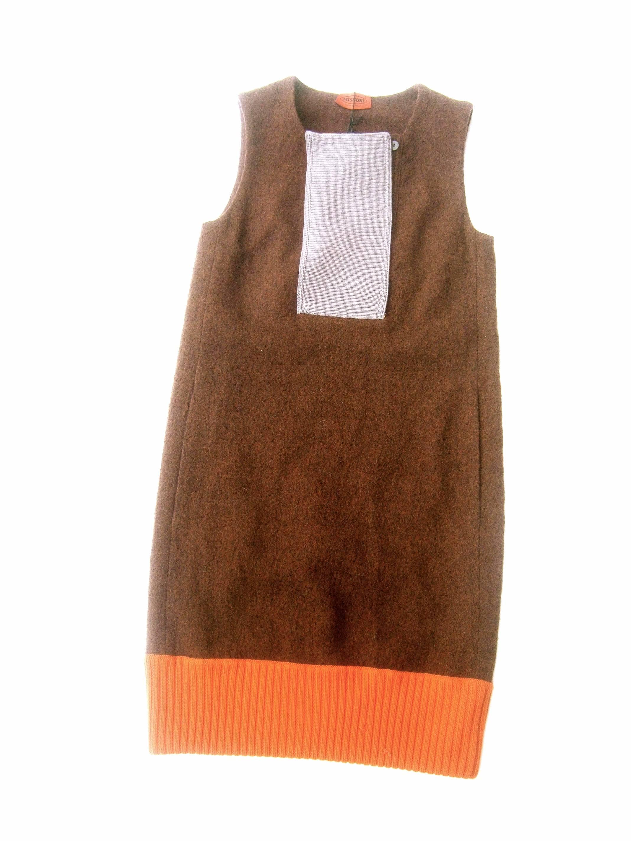 Missoni Italy Brown Wool Sleeveless Sheath Dress 21st Century For Sale 2