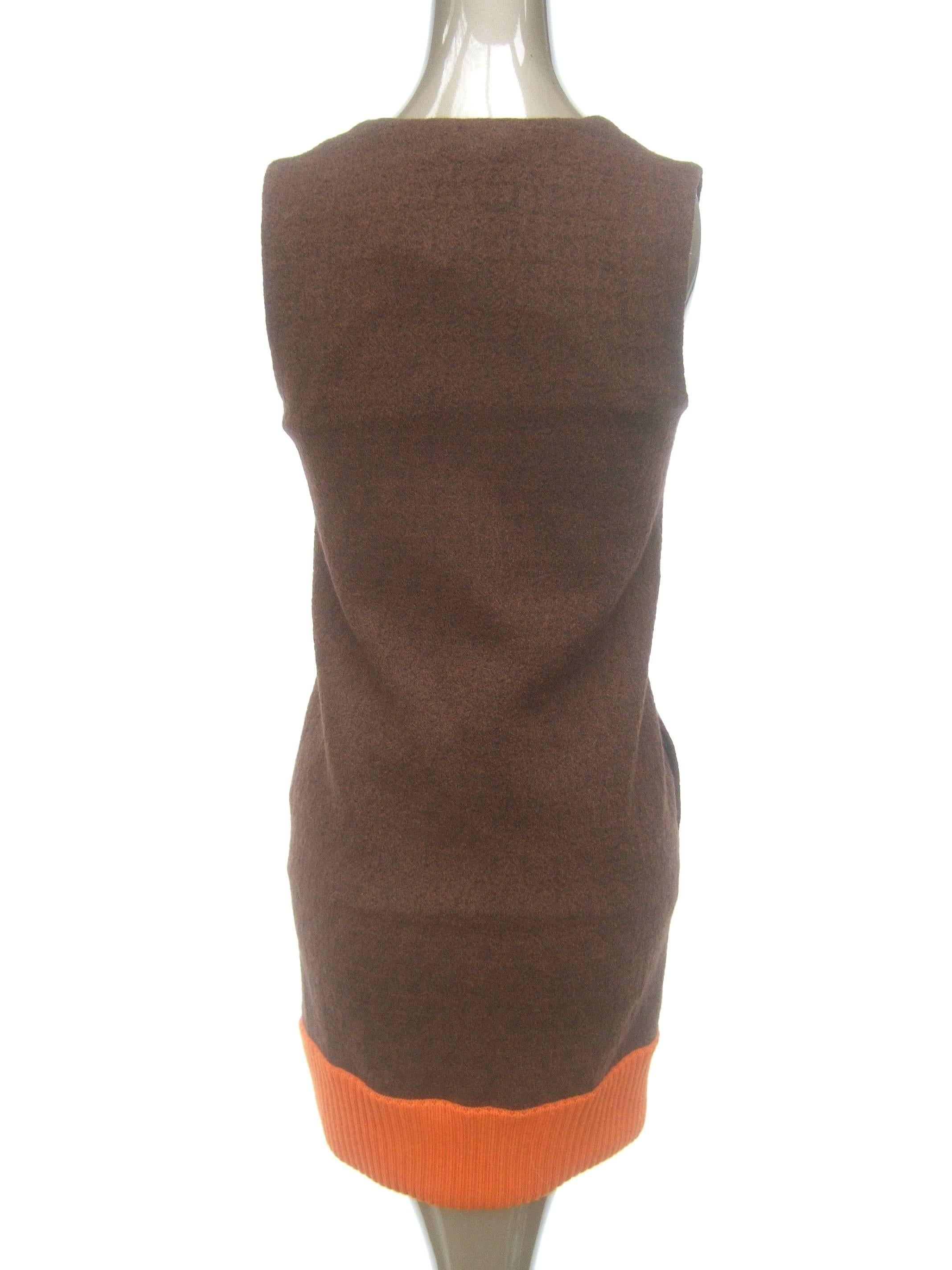 Missoni Italy Brown Wool Sleeveless Sheath Dress 21st Century For Sale 3