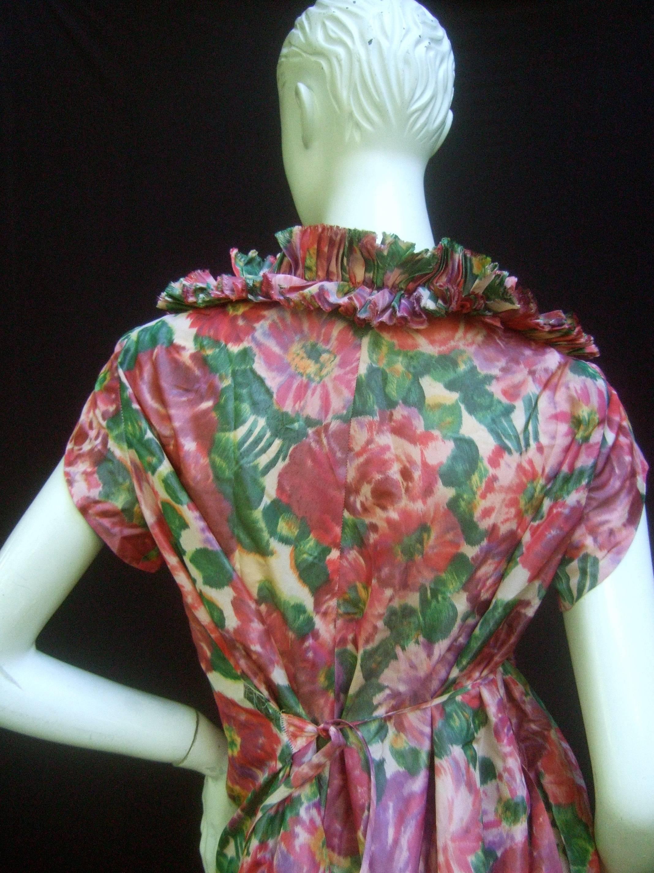 Lucie Ann Beverly Hills Taffeta Rose Print Wrap Dress c 1960   For Sale 2