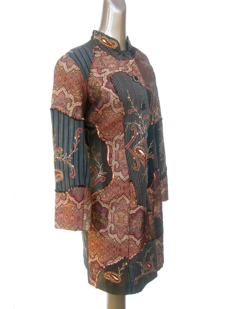 Neiman Marcus Bohemian Paisley Cotton Applique Duster Coat c 1990s at ...