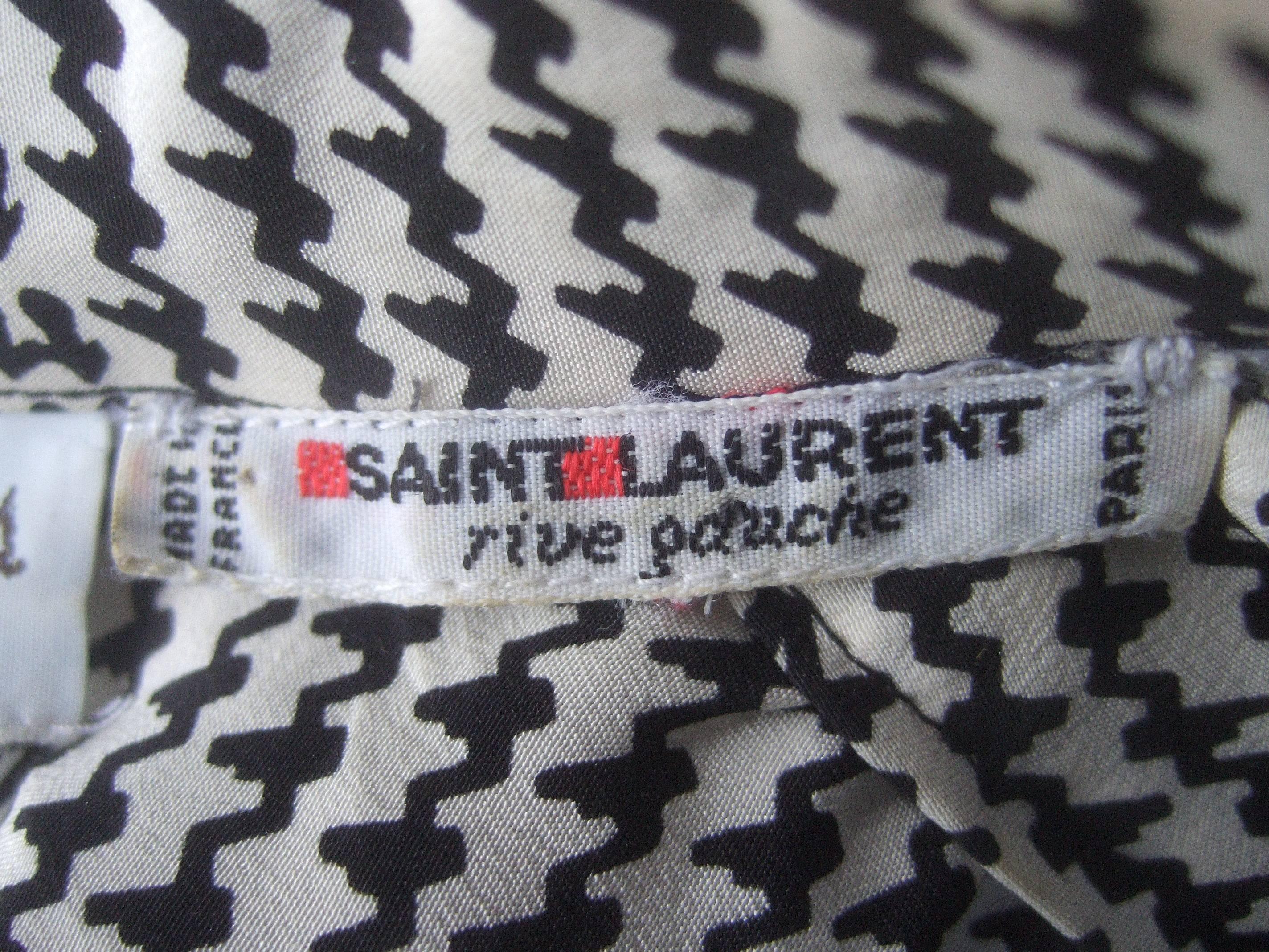 Saint Laurent Rive Gauche Silk Print Belted Houndstooth Dress c 1980s  3