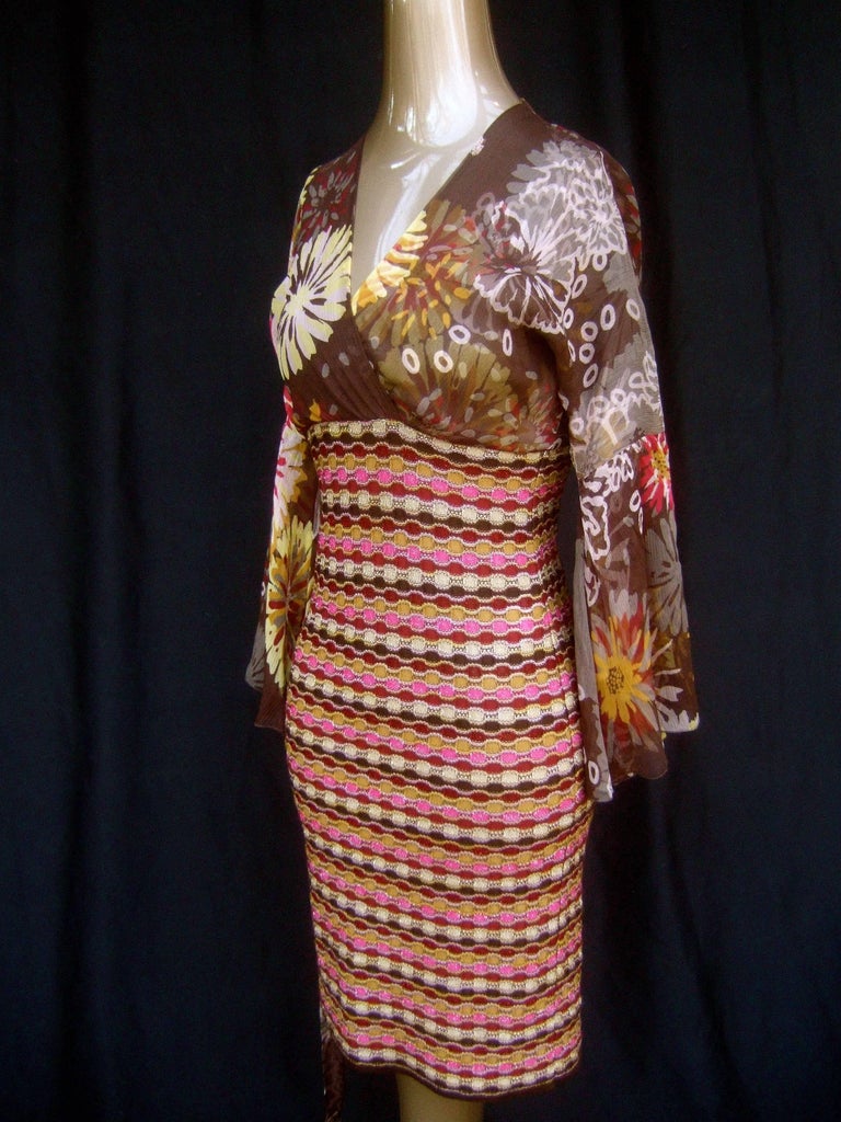 Missoni Purple Silk Jersey Dress with Draped Bodice