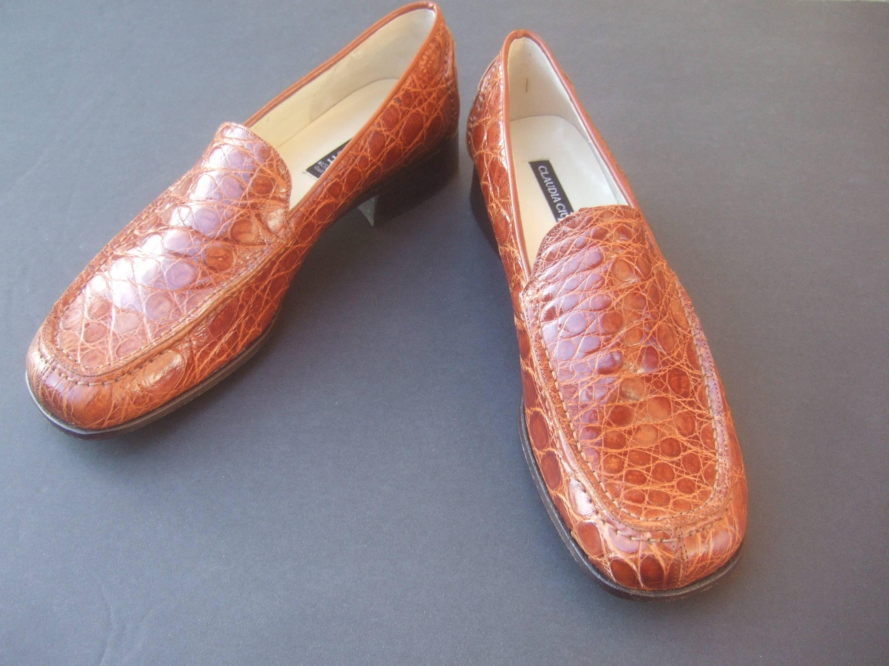 Italian Embossed Brown Leather Women's New Loafers by Claudia Ciuti Size 6.5 M en venta 5