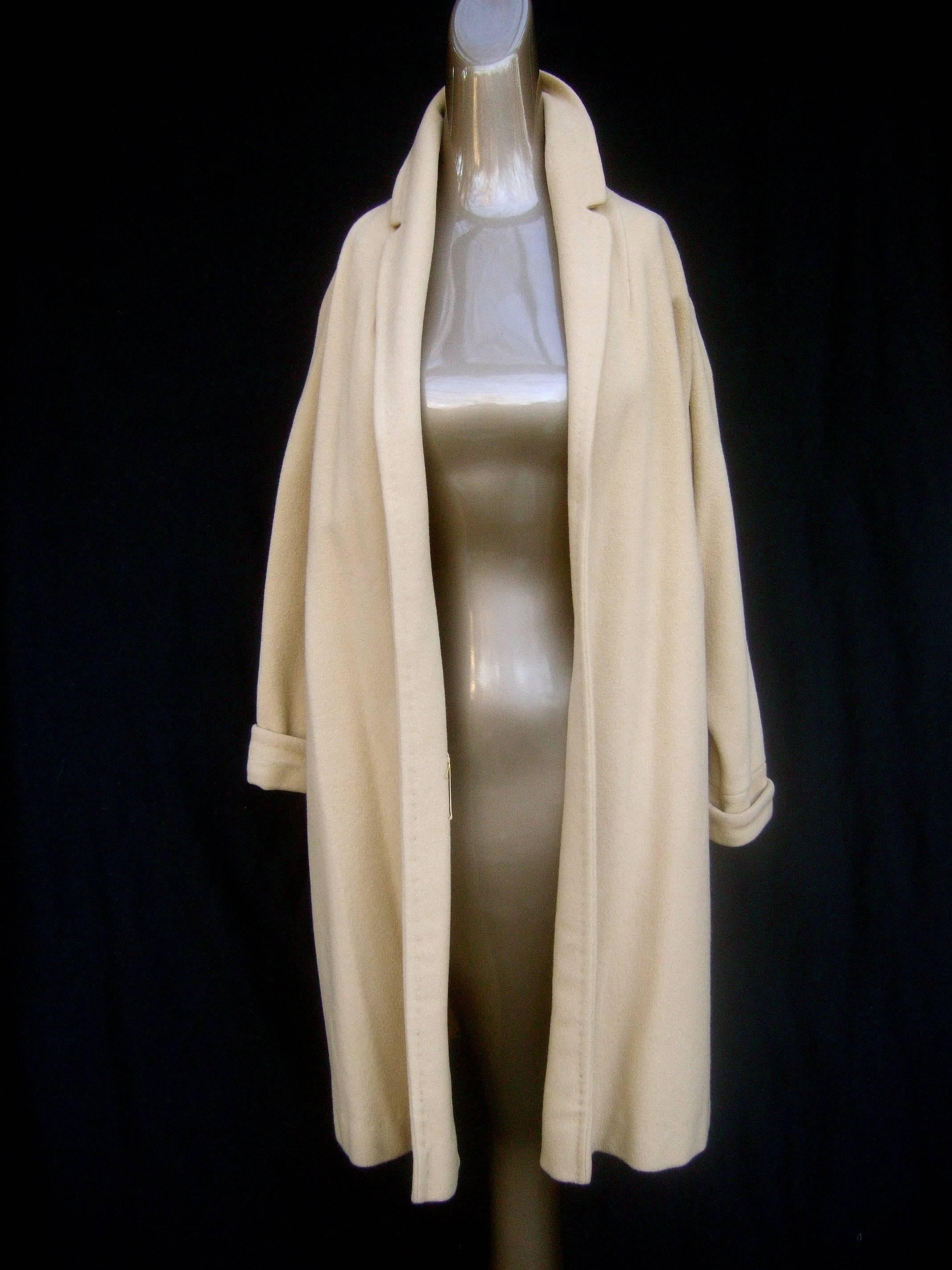 Beige Luxurious  Mid-century Tan Cashmere Swing Coat c 1960