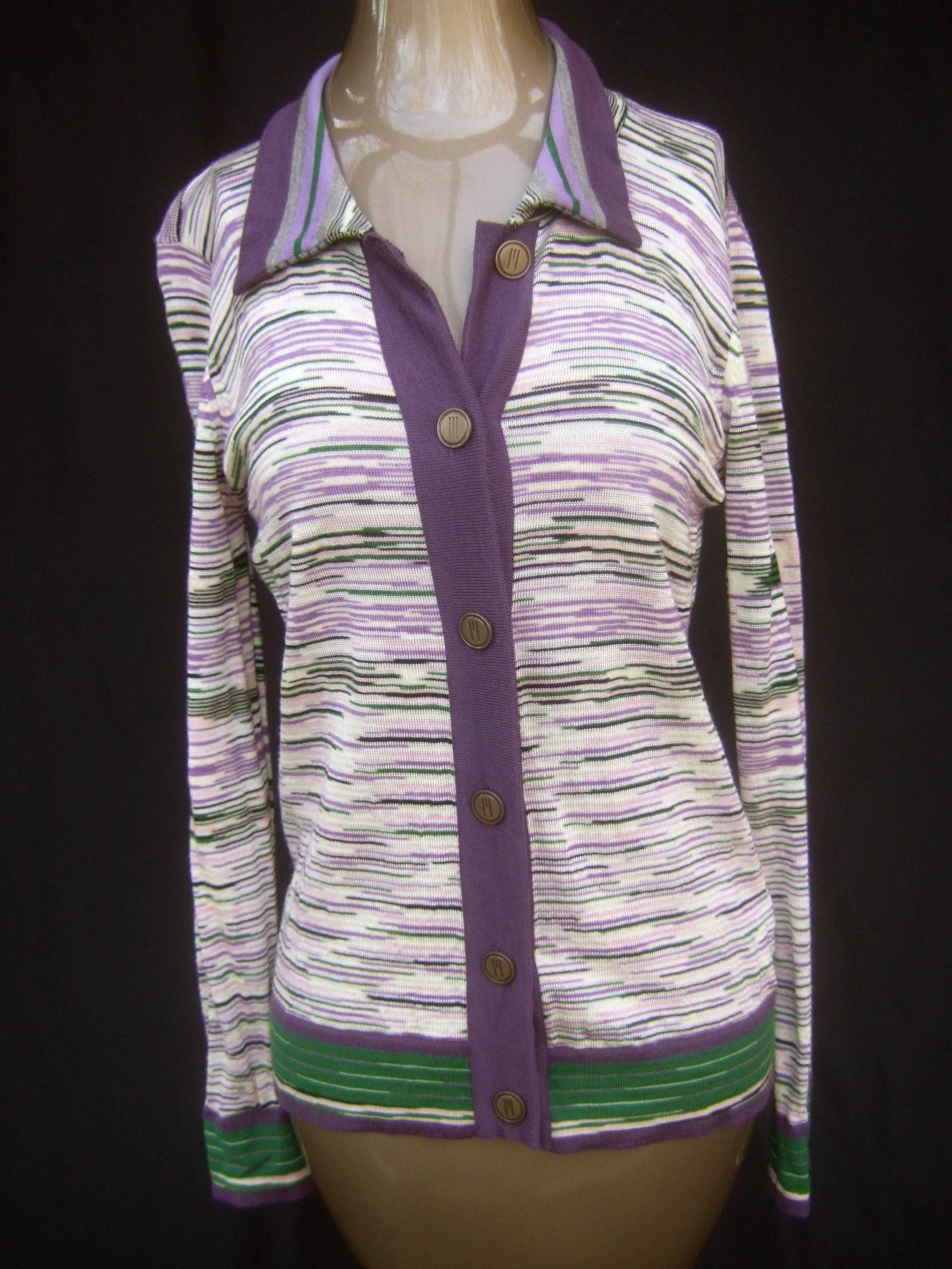 Missoni Italian Striped Wool Knit Cardigan Sweater c 21st For Sale 1