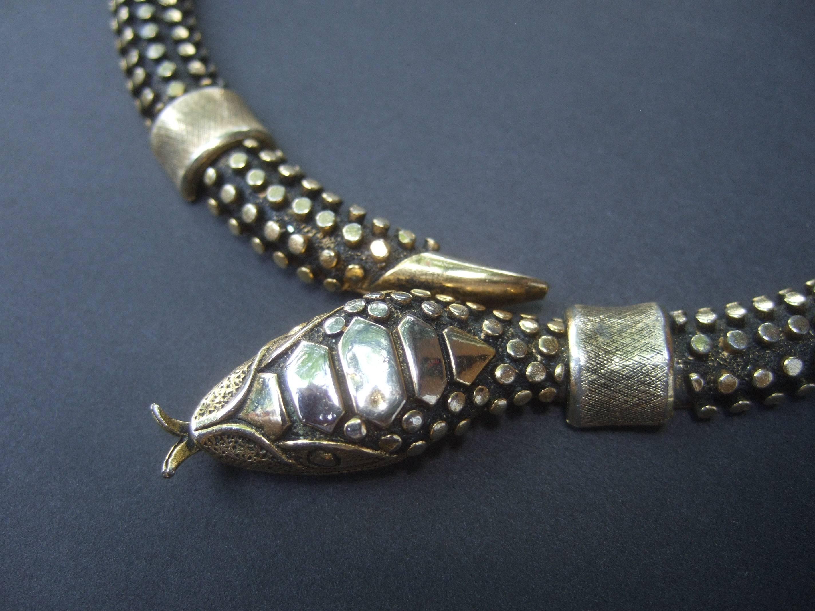 RESERVED Avant Garde Gilt Metal Articulated Serpent Choker Necklace circa 1970 5
