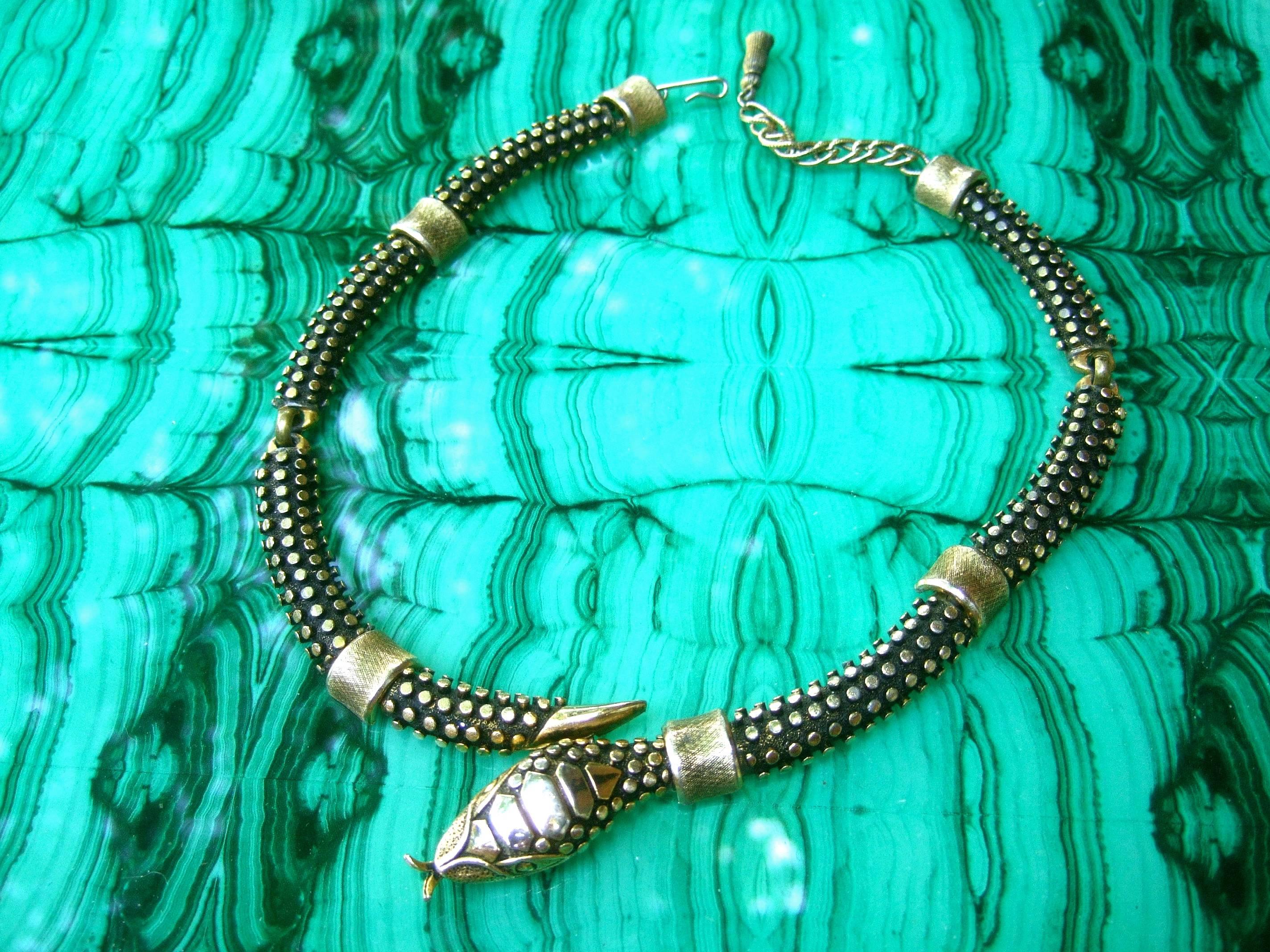 Women's RESERVED Avant Garde Gilt Metal Articulated Serpent Choker Necklace circa 1970