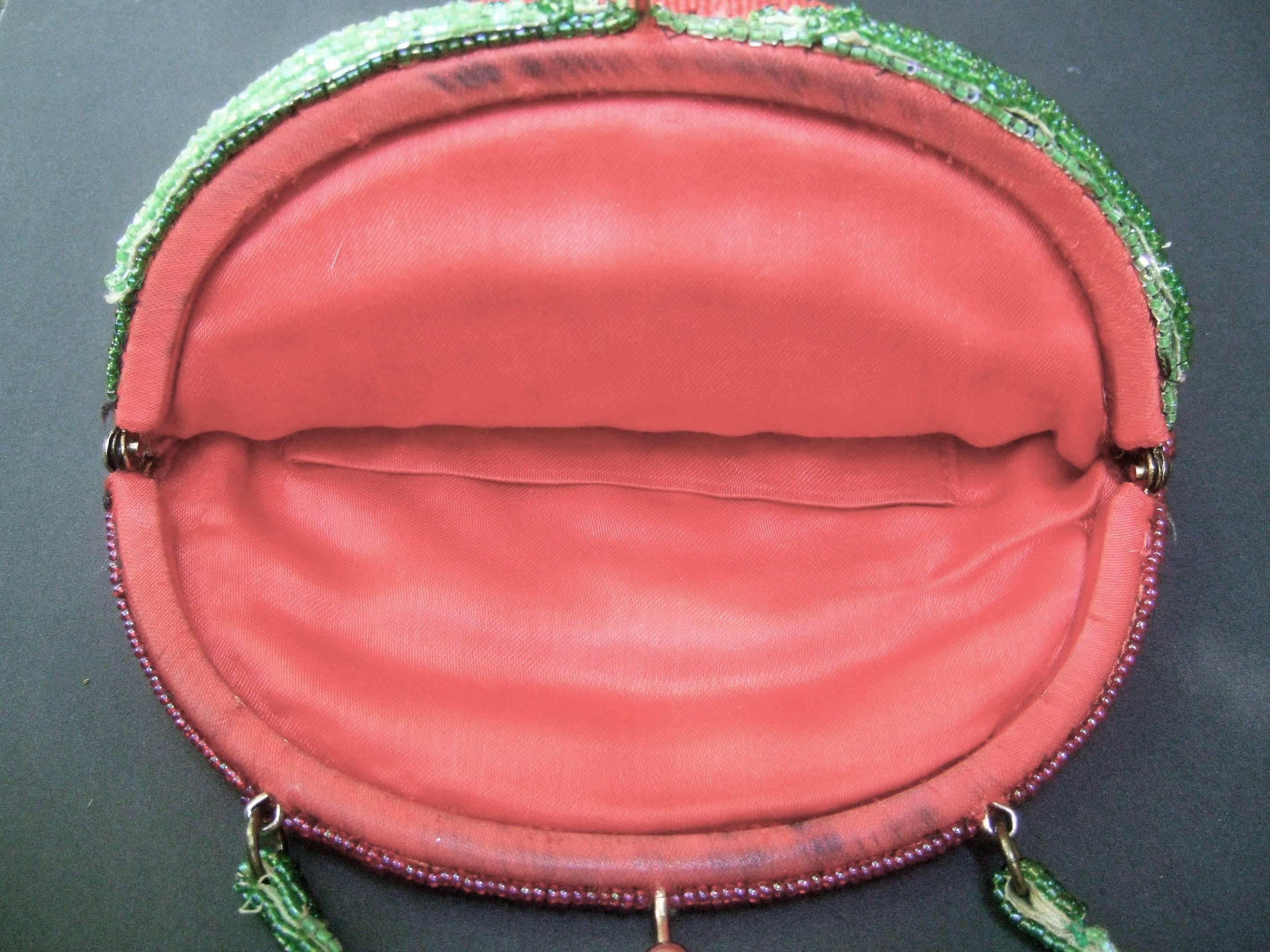 Whimsical Glass Beaded Strawberry Evening Bag circa 1970s 2