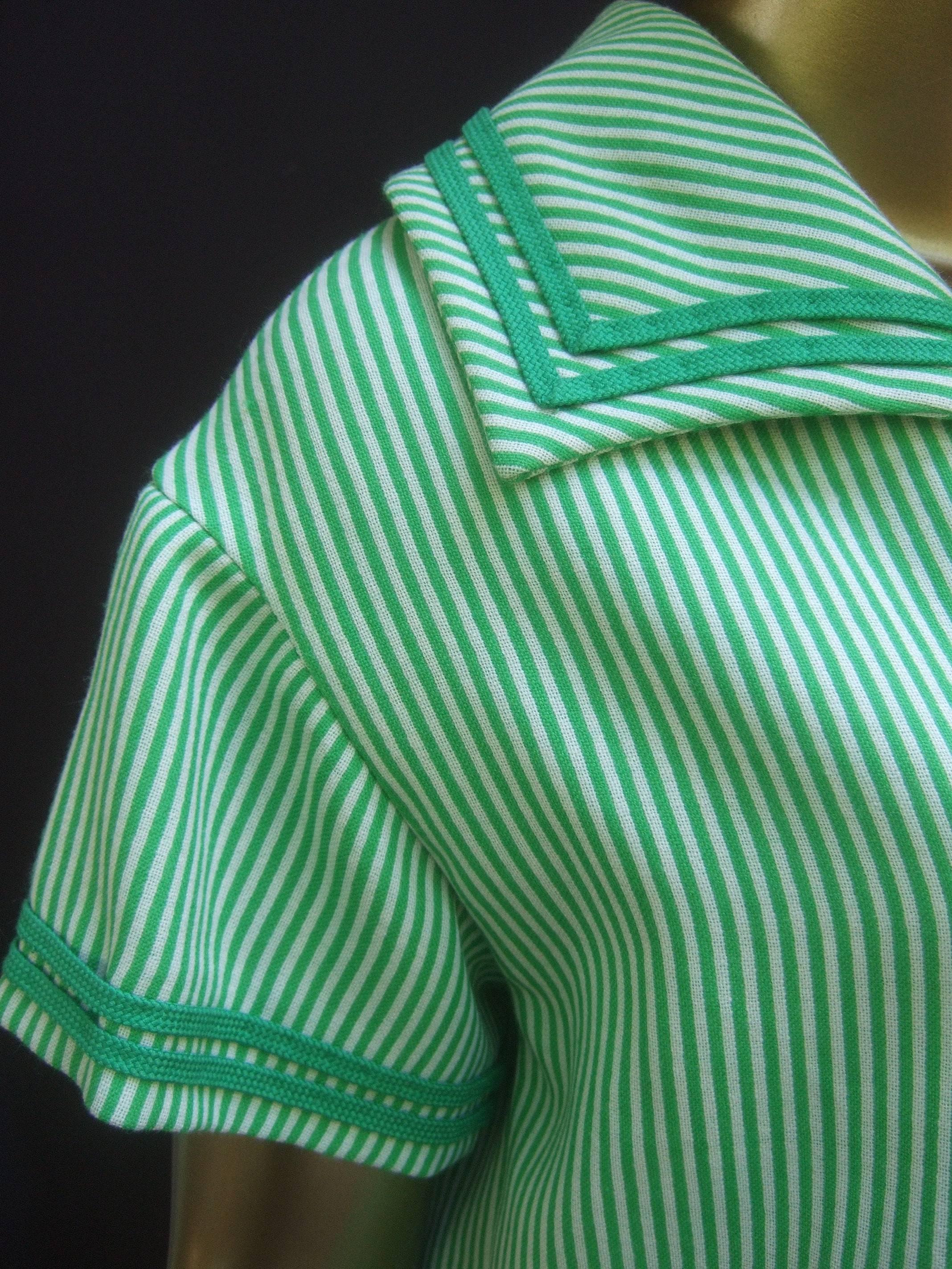 Valentino Boutique Italian Vertical Green Striped Wool Knit Dress circa 1970s 4