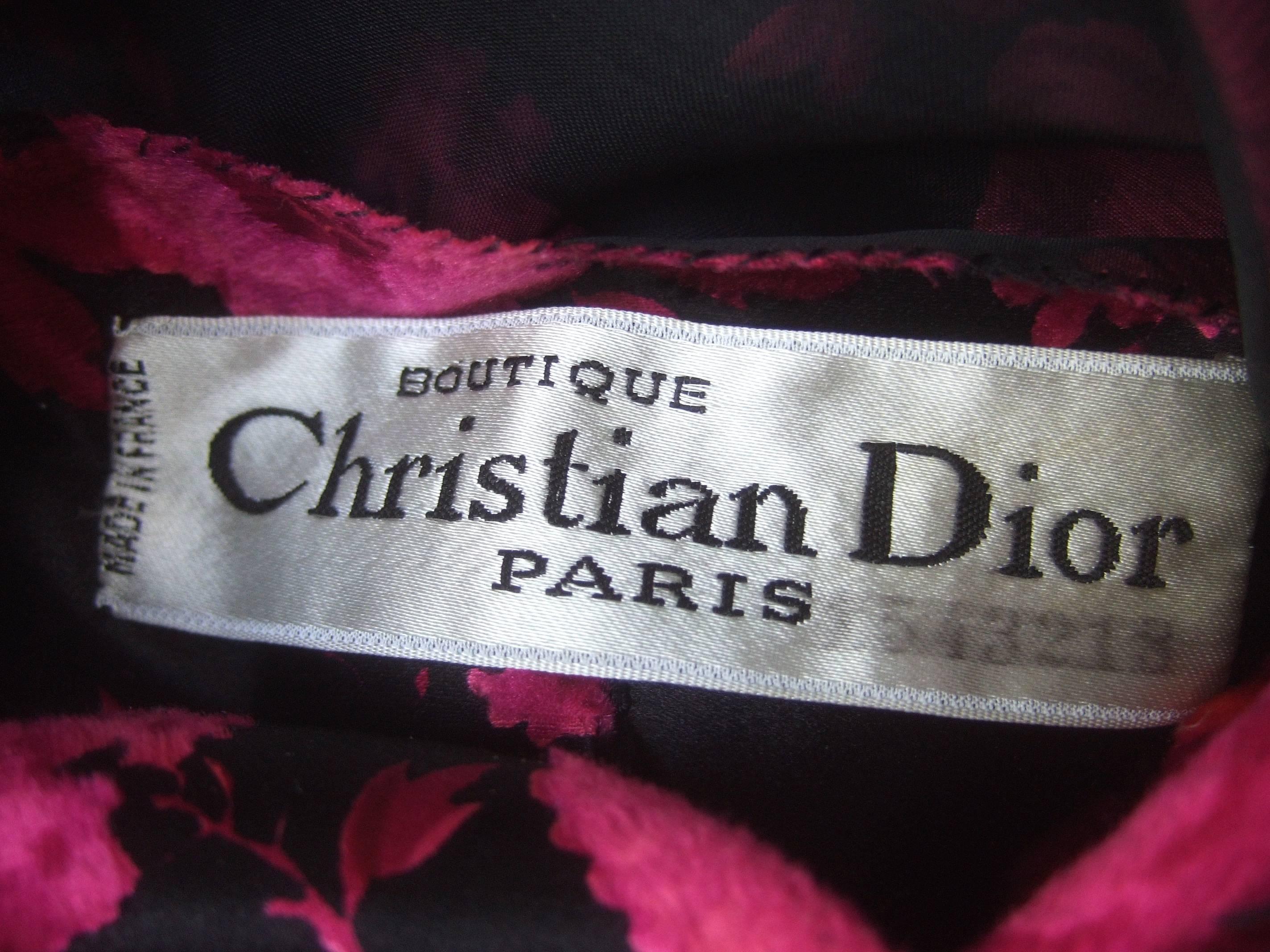 Women's Christian Dior Couture Satin Floral Print Dress circa 1960