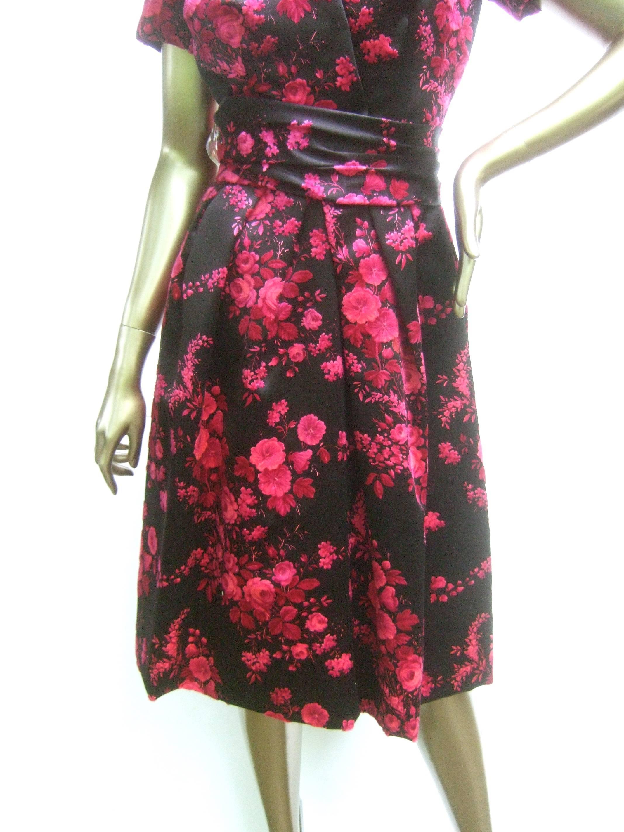 Christian Dior Couture Satin Floral Print Dress circa 1960 7