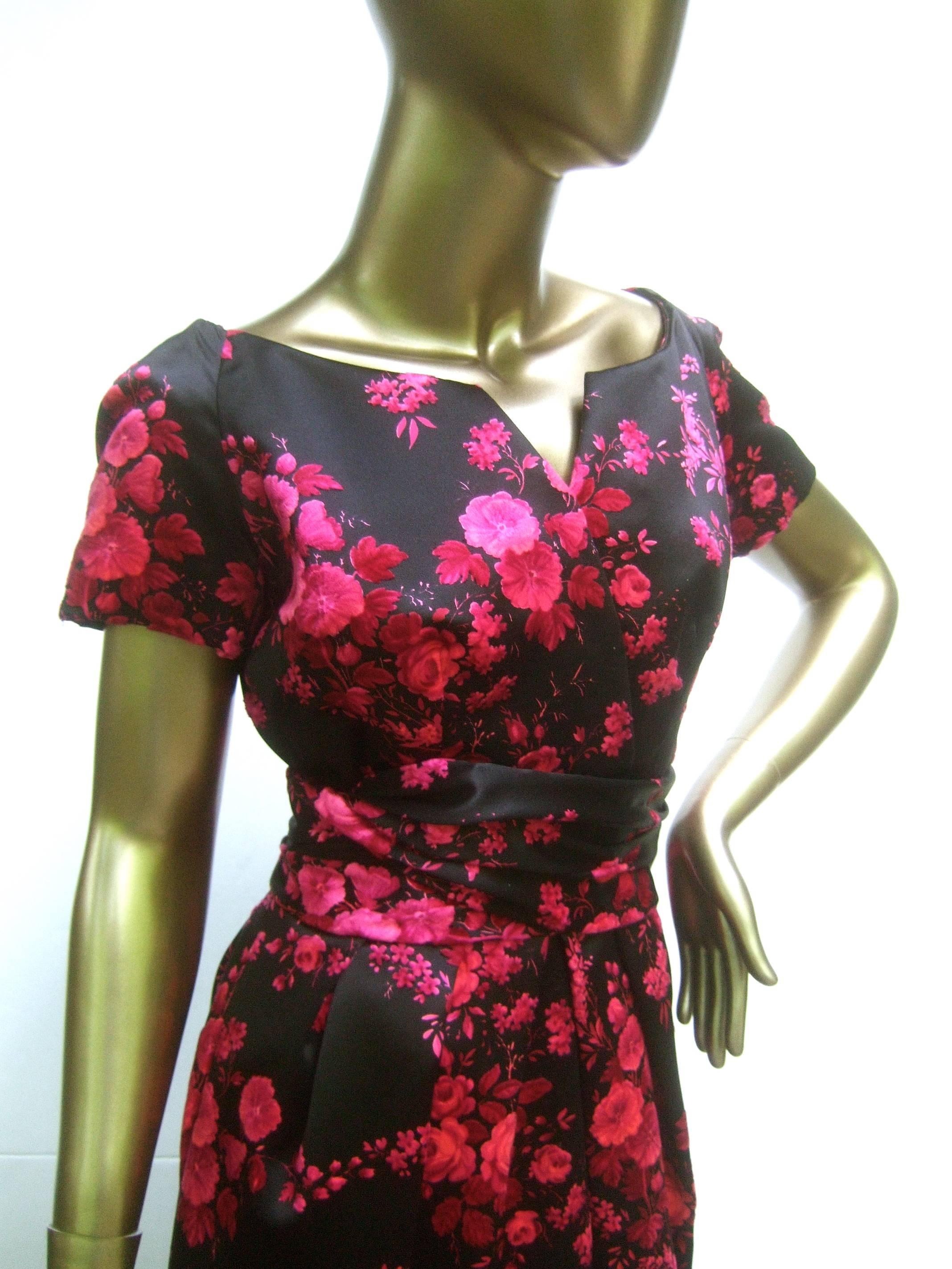 Christian Dior Couture Satin Floral Print Dress circa 1960 5