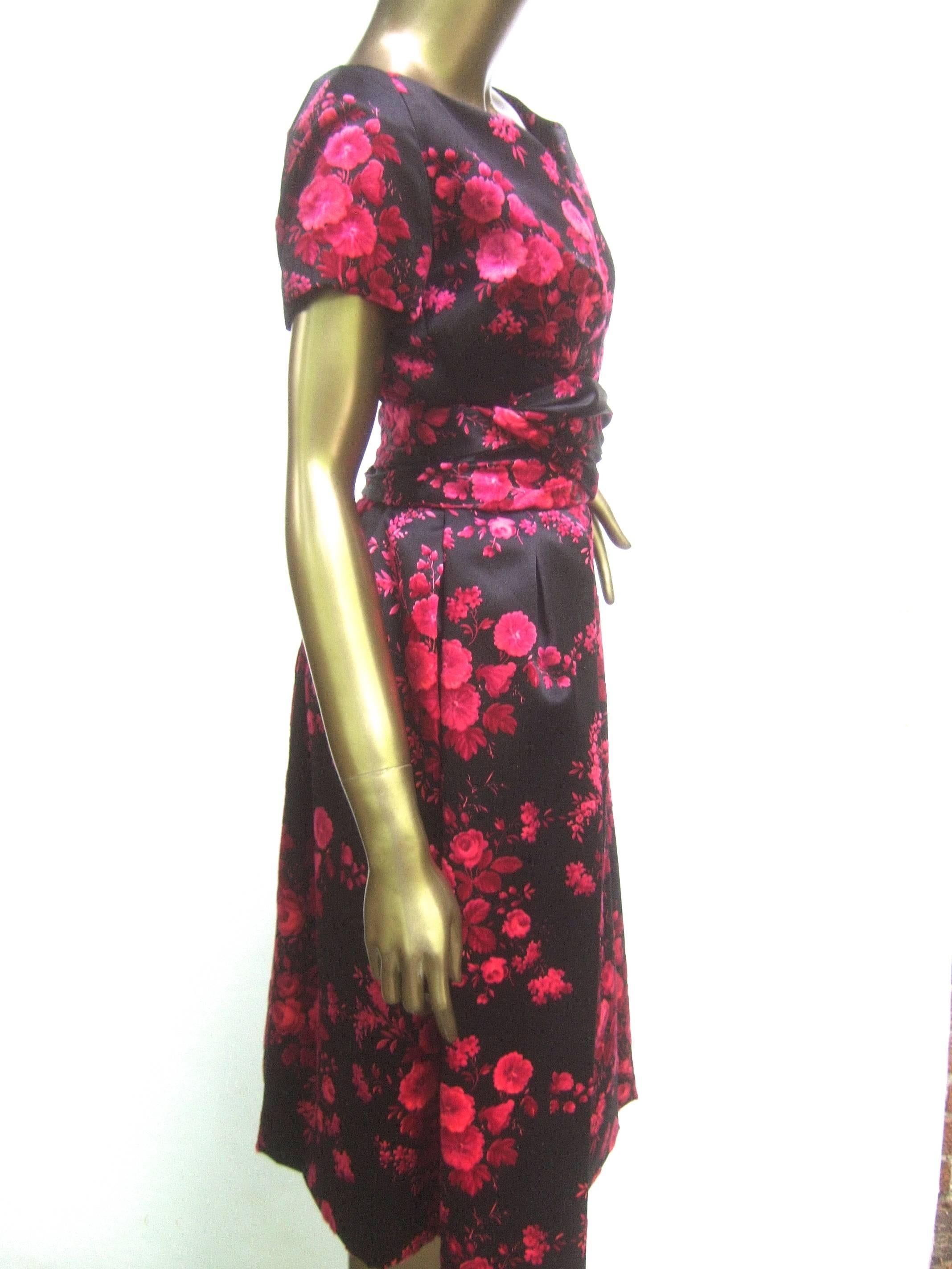 Christian Dior Couture Satin Floral Print Dress circa 1960 9