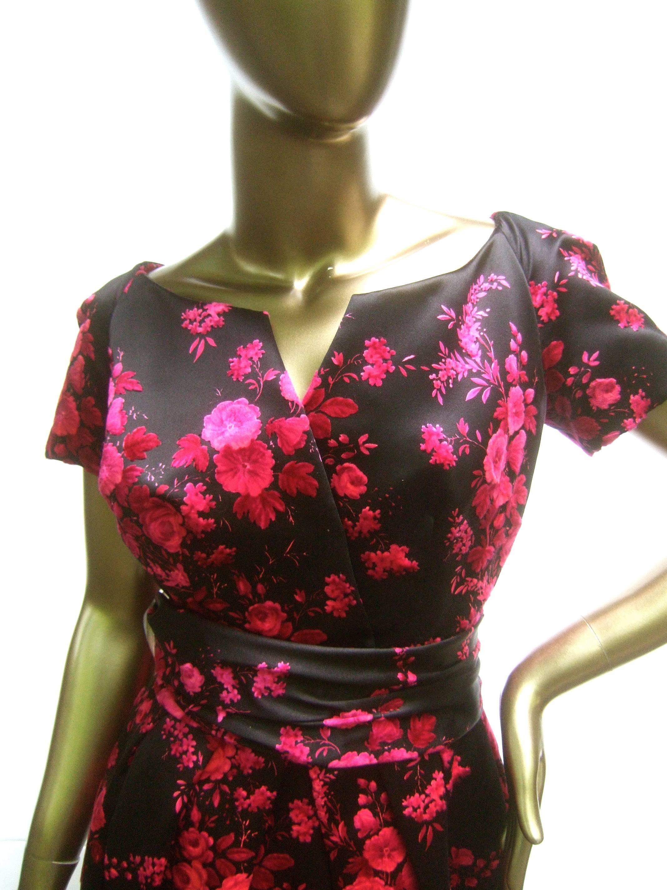 Christian Dior Couture Satin Floral Print Dress circa 1960 11