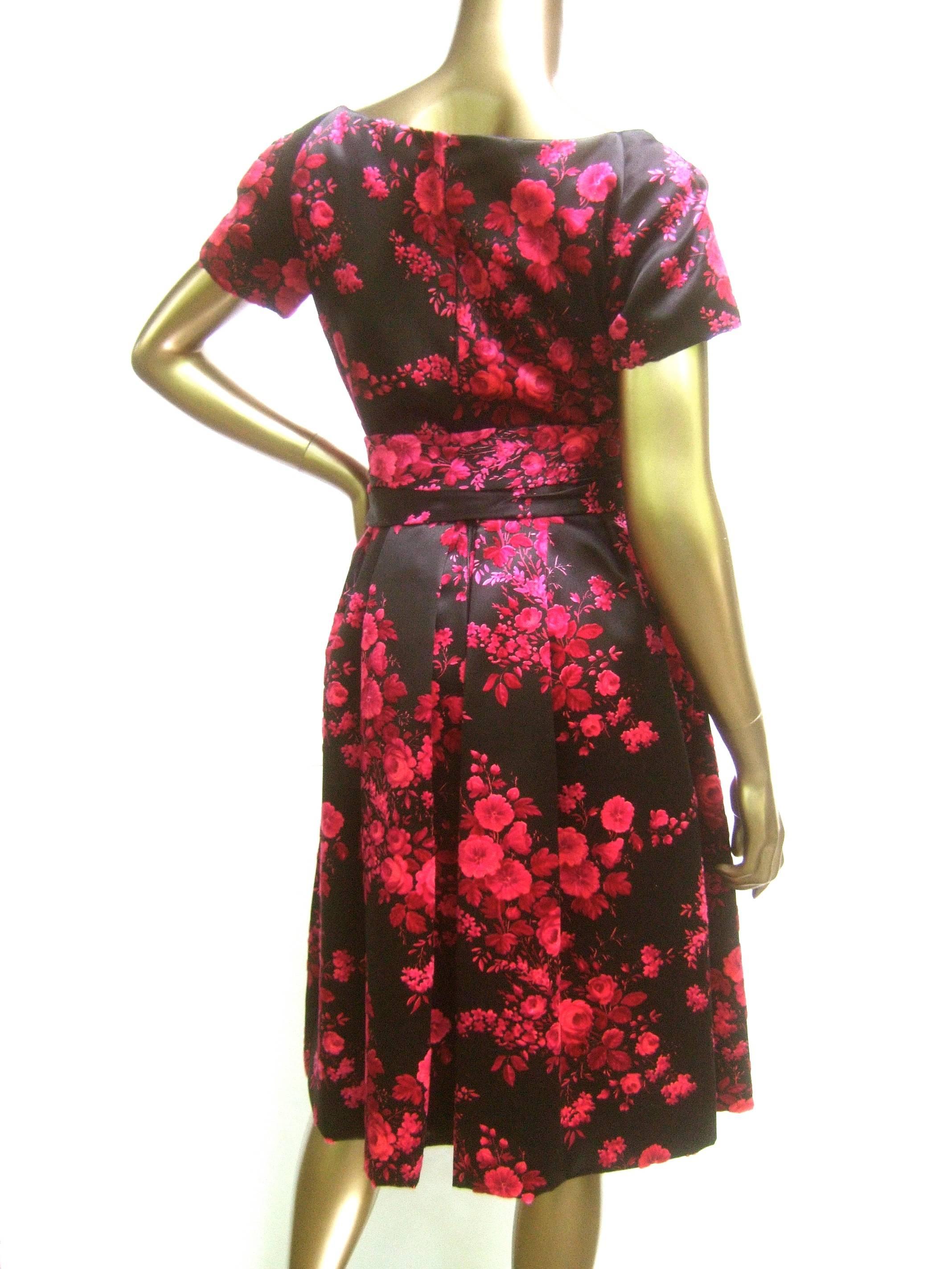 Christian Dior Couture Satin Floral Print Dress circa 1960 15