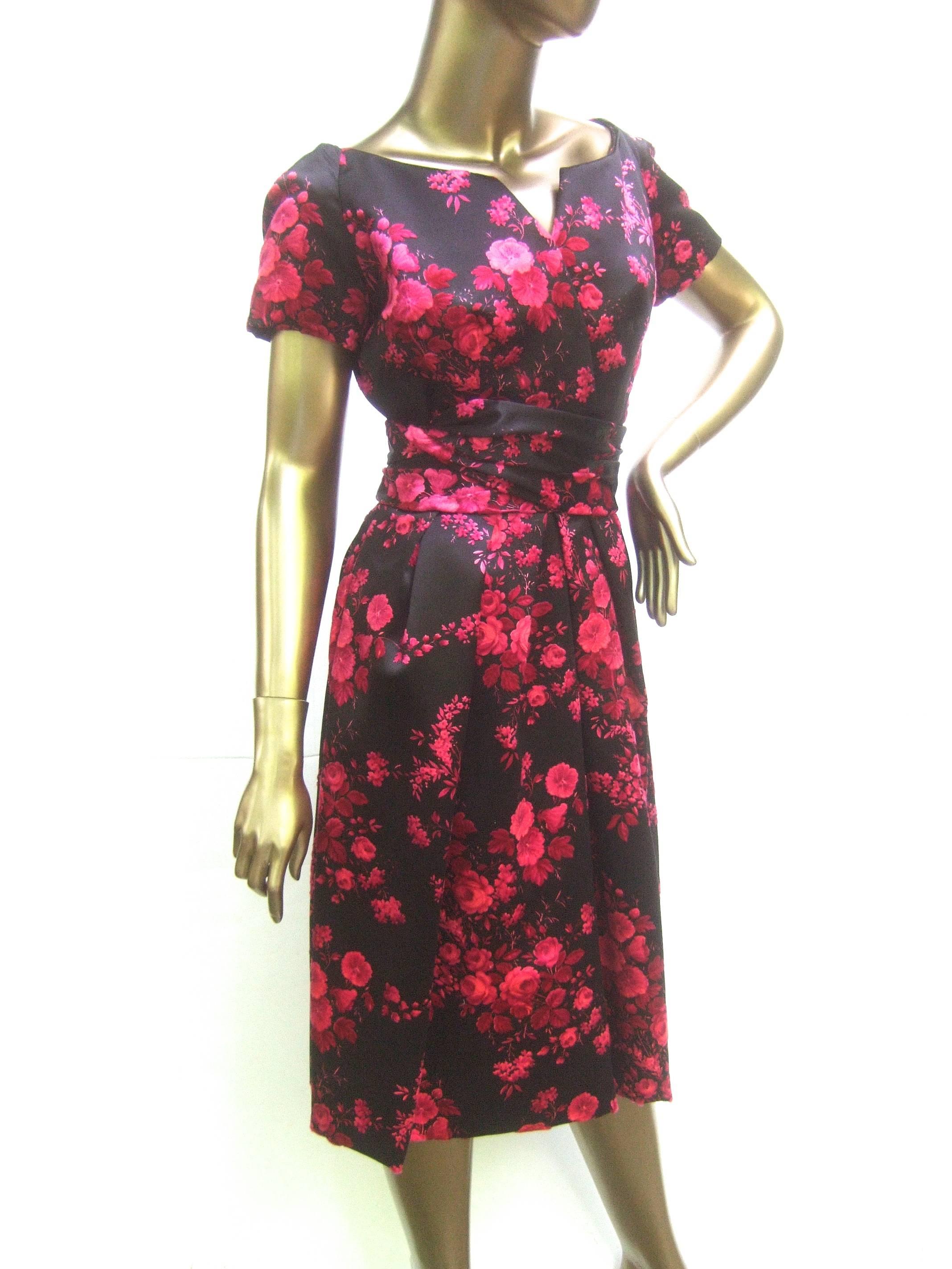 Christian Dior Couture Satin Floral Print Dress circa 1960 12
