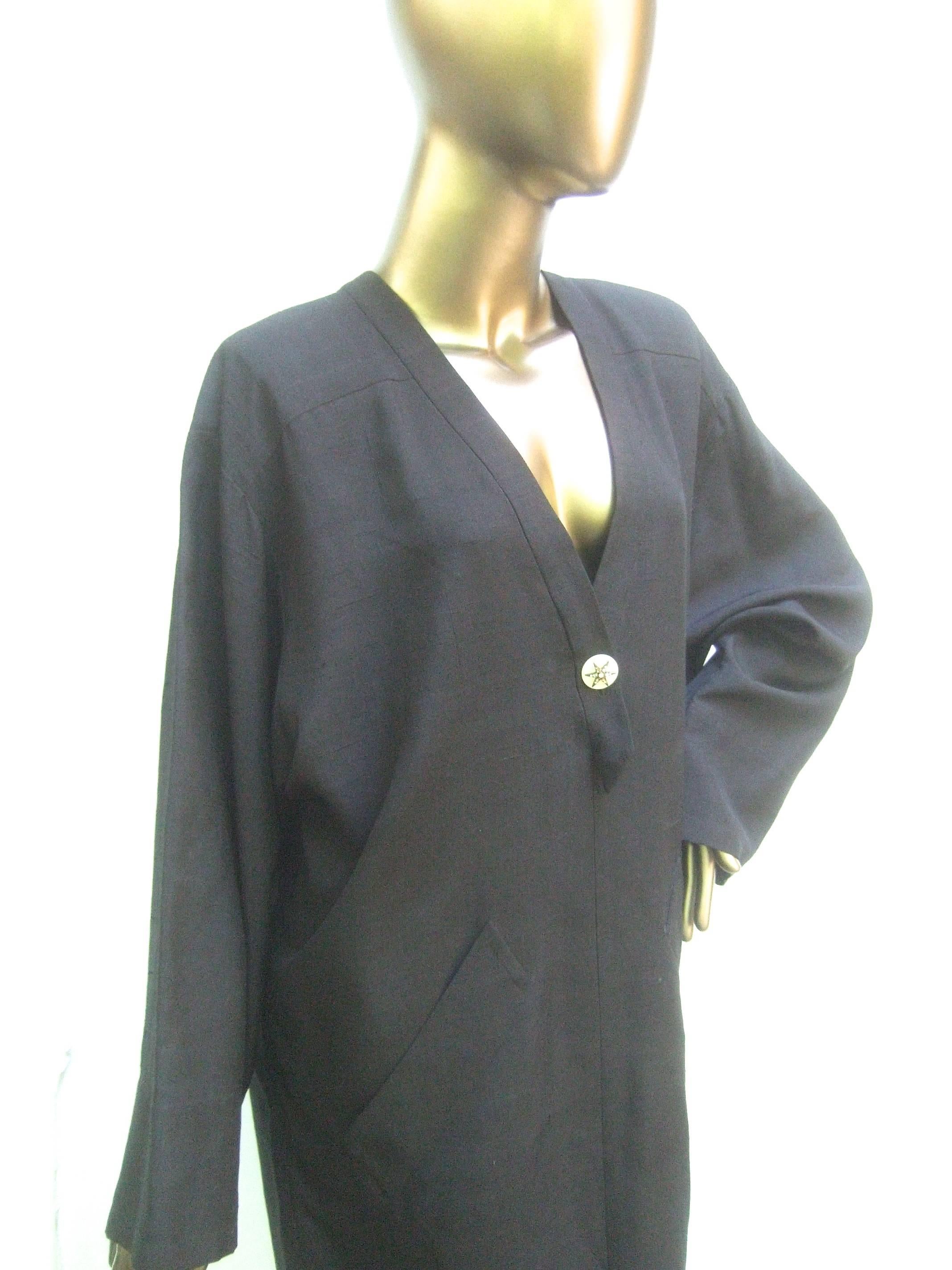 Yves Saint Laurent Rive Gauche Black Silk Dress circa 1980s 1